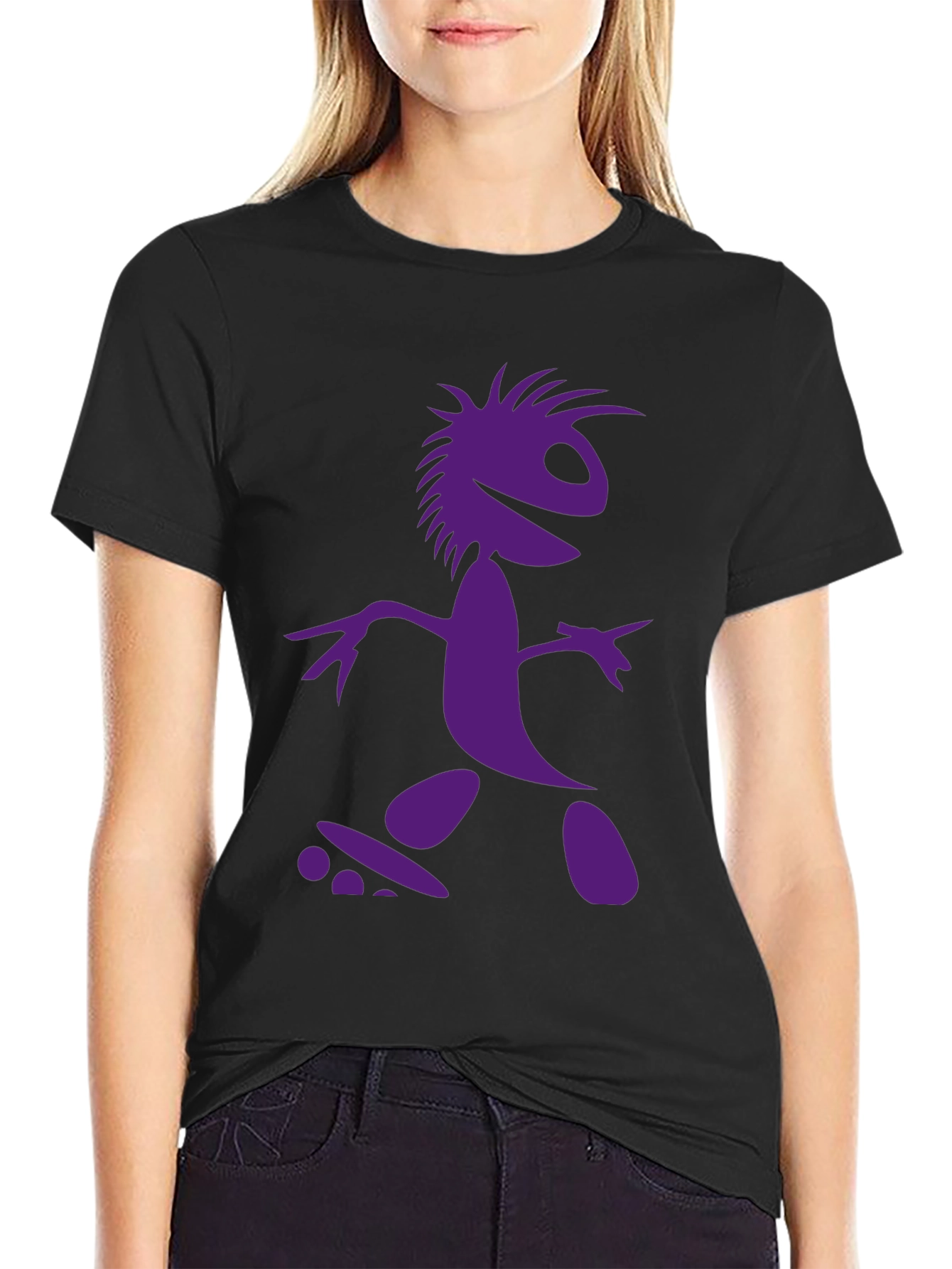 Skateboarding Character Graphic Tee - Black