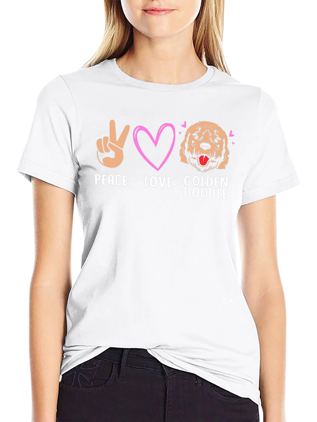 Peace Love Golden Doodle Graphic Tee