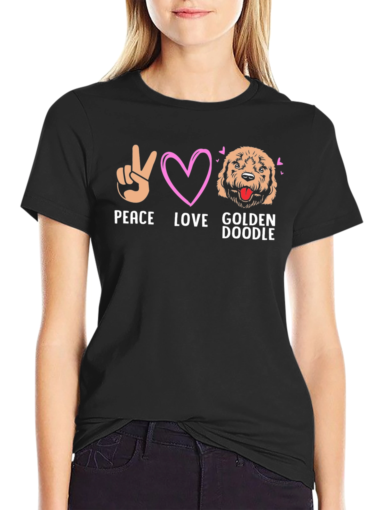 Peace Love Golden Doodle Graphic Tee