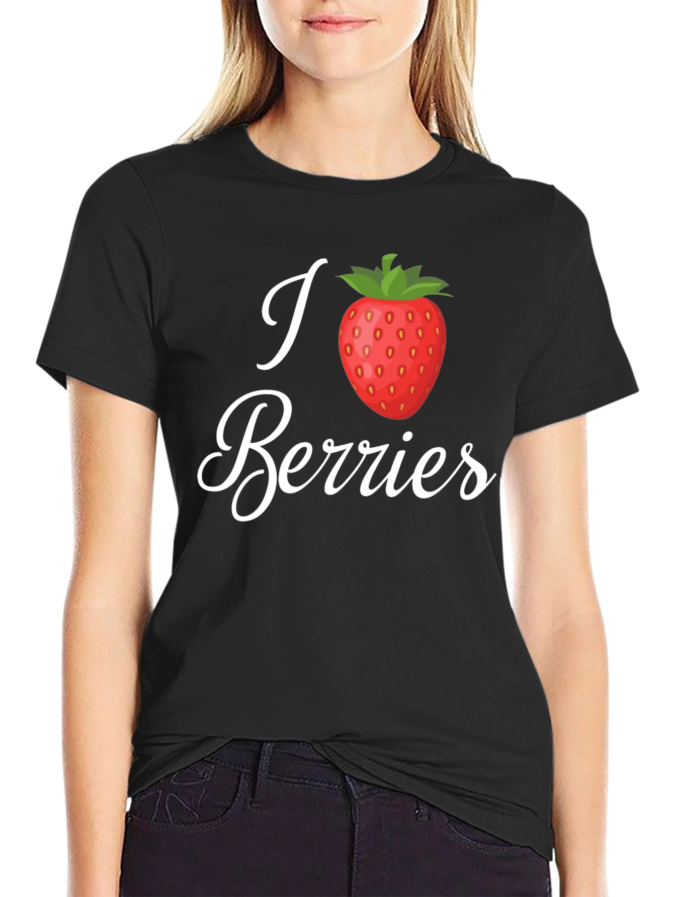 I Heart Berries Black T-Shirt