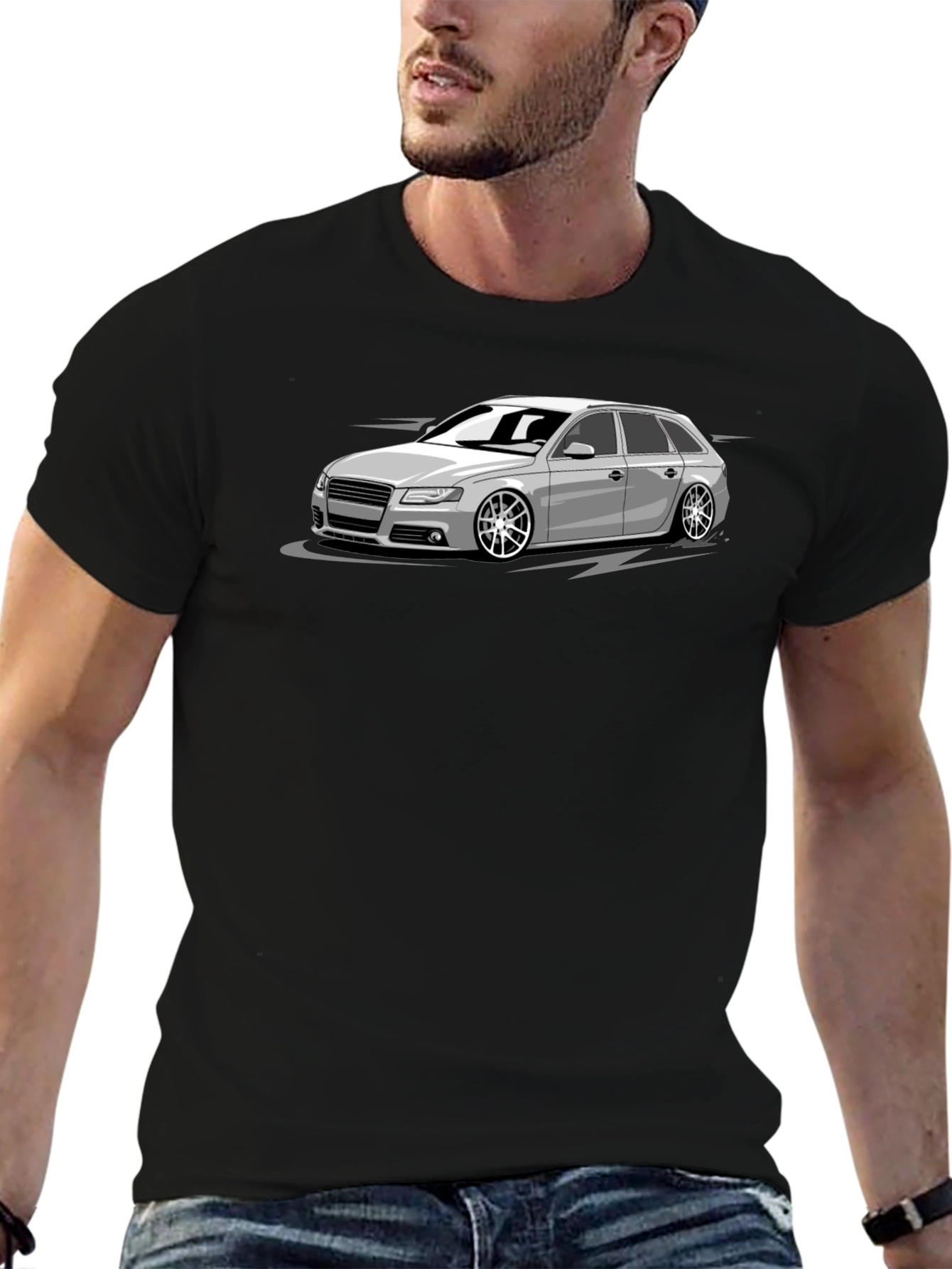 Cool Car Graphic T-Shirt - Black Cotton Tee
