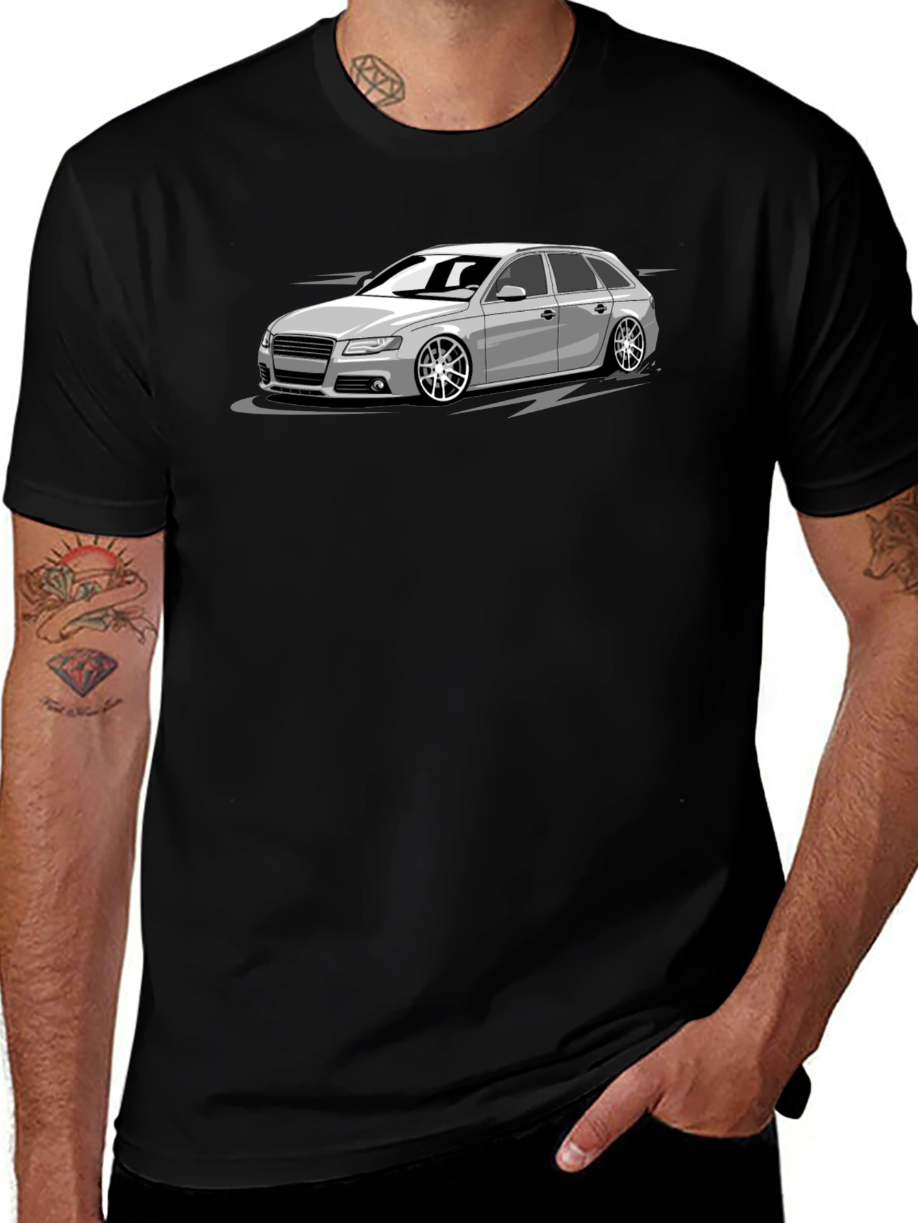 Cool Car Graphic T-Shirt - Black Cotton Tee