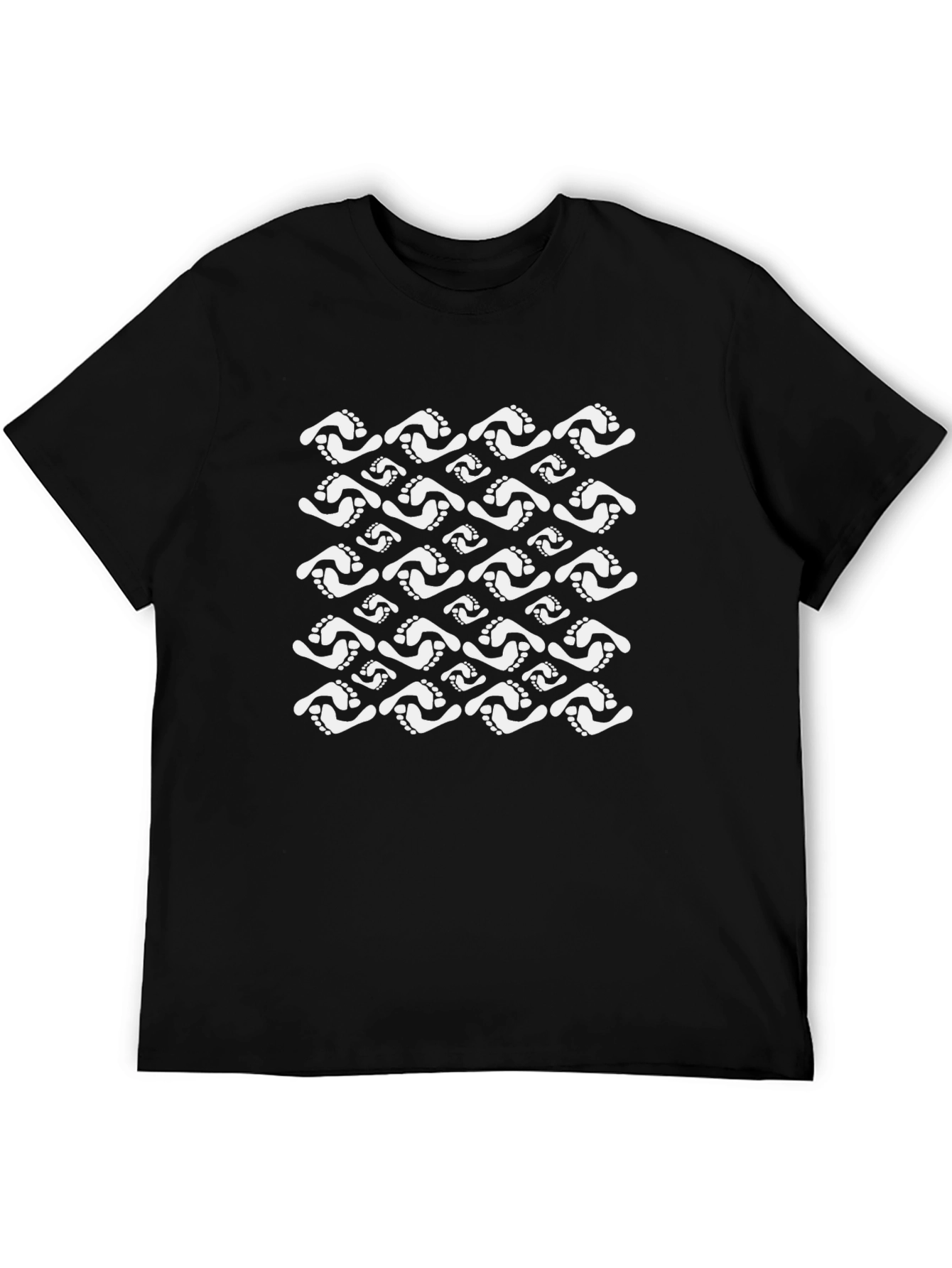 Footprint Pattern Black T-Shirt