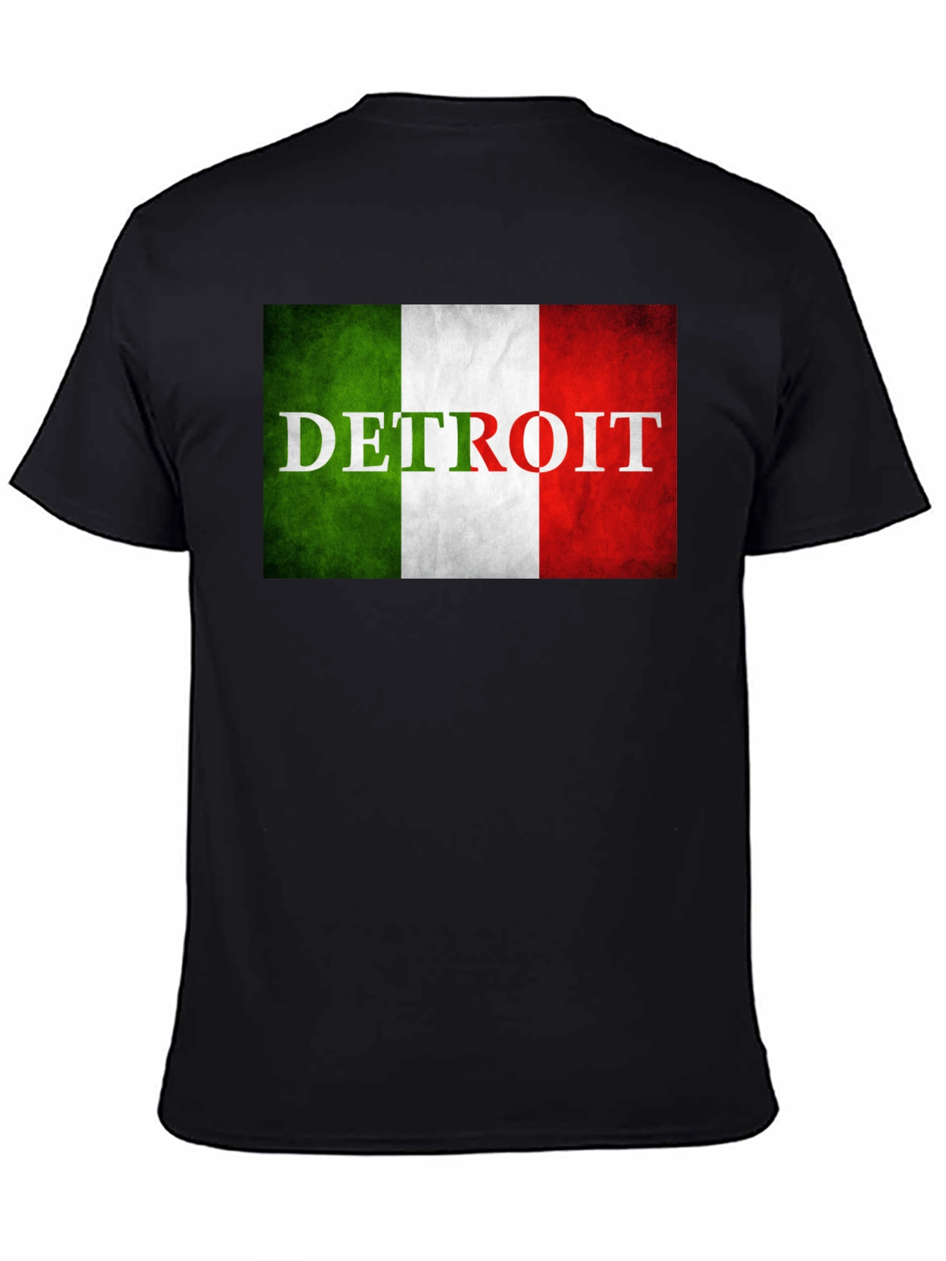 Detroit Italian Flag T-Shirt - Black Crew Neck Tee