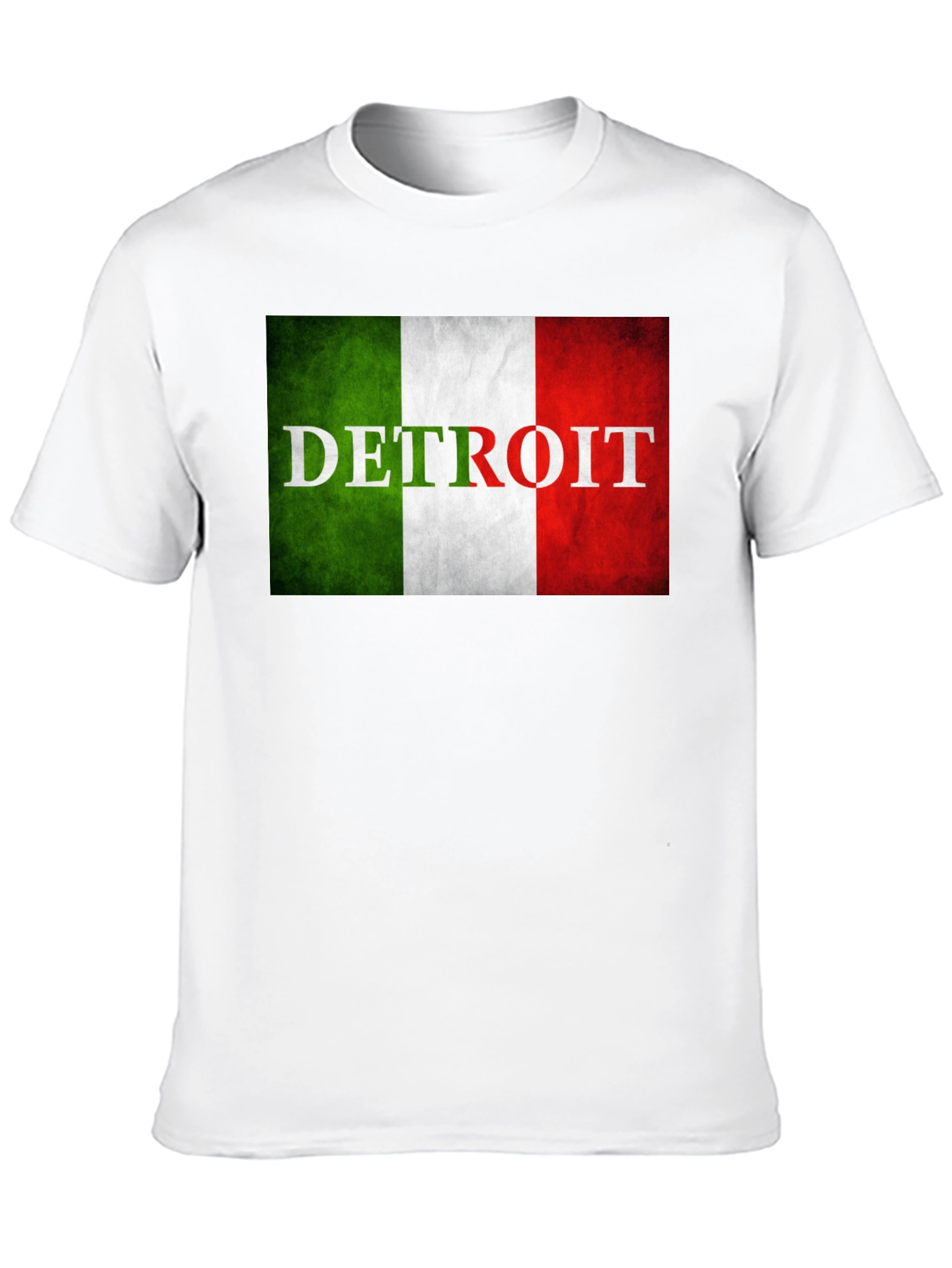 Detroit Italian Flag T-Shirt - Black Crew Neck Tee