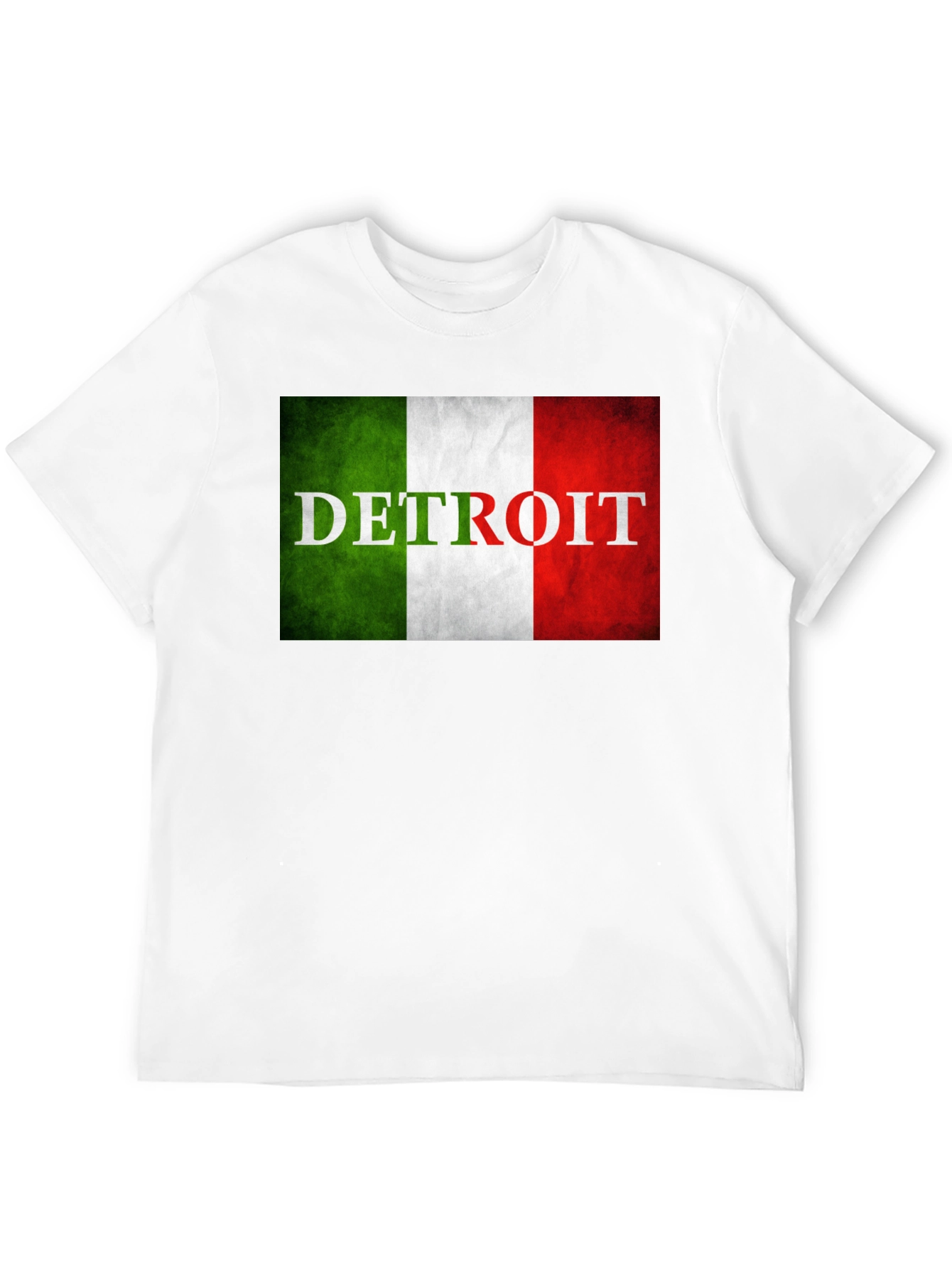 Detroit Italian Flag T-Shirt - Black Crew Neck Tee