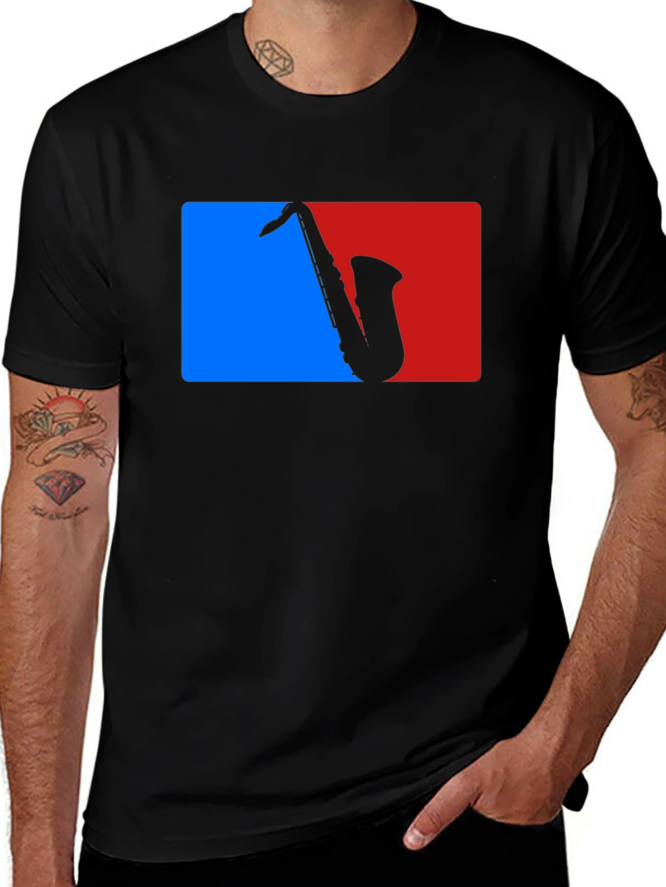 Saxophone Silhouette Graphic Tee - Music Lovers T-Shirt