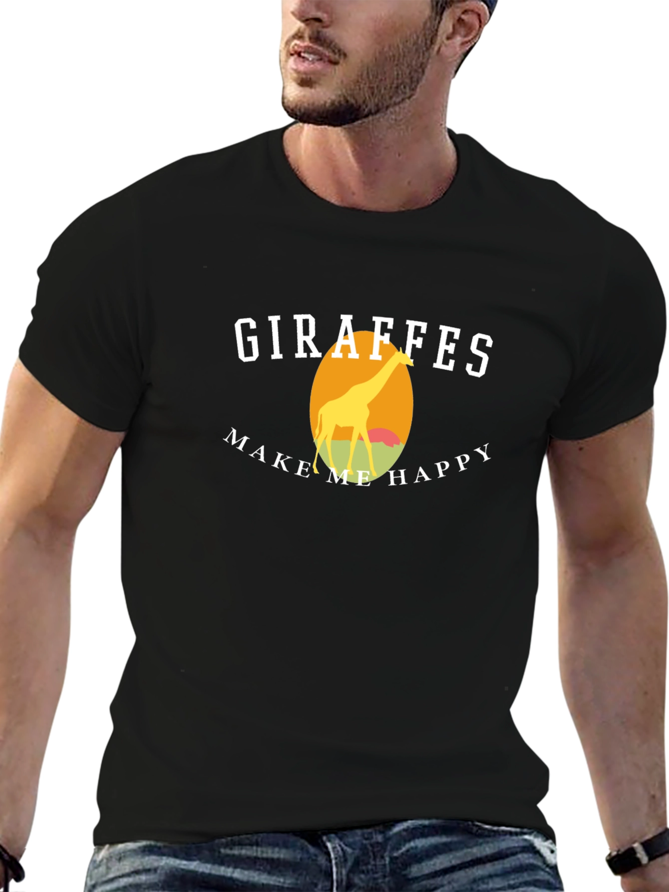 Giraffes Make Me Happy Graphic T-Shirt