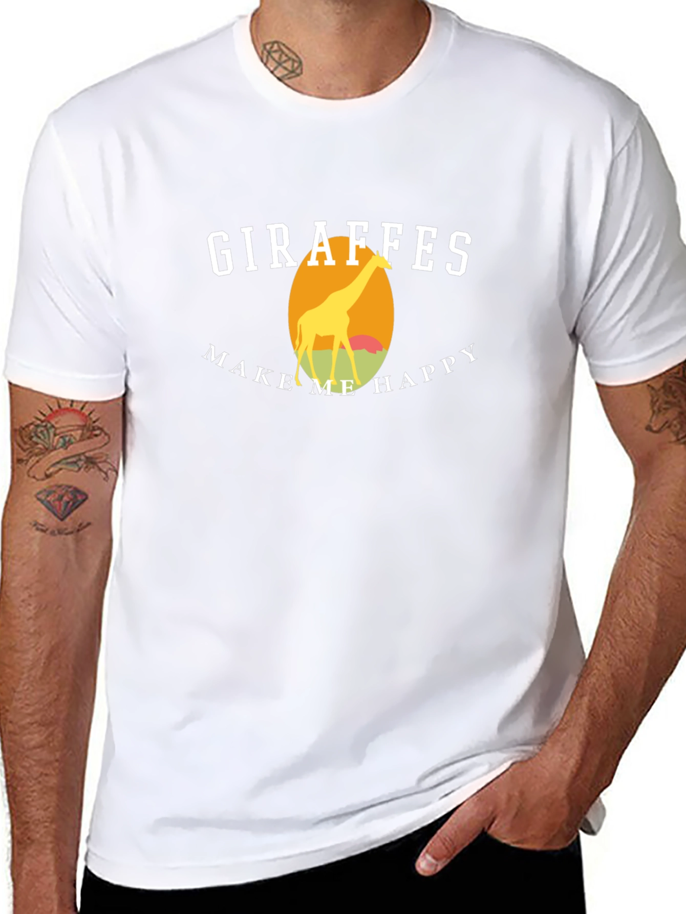 Giraffes Make Me Happy Graphic T-Shirt