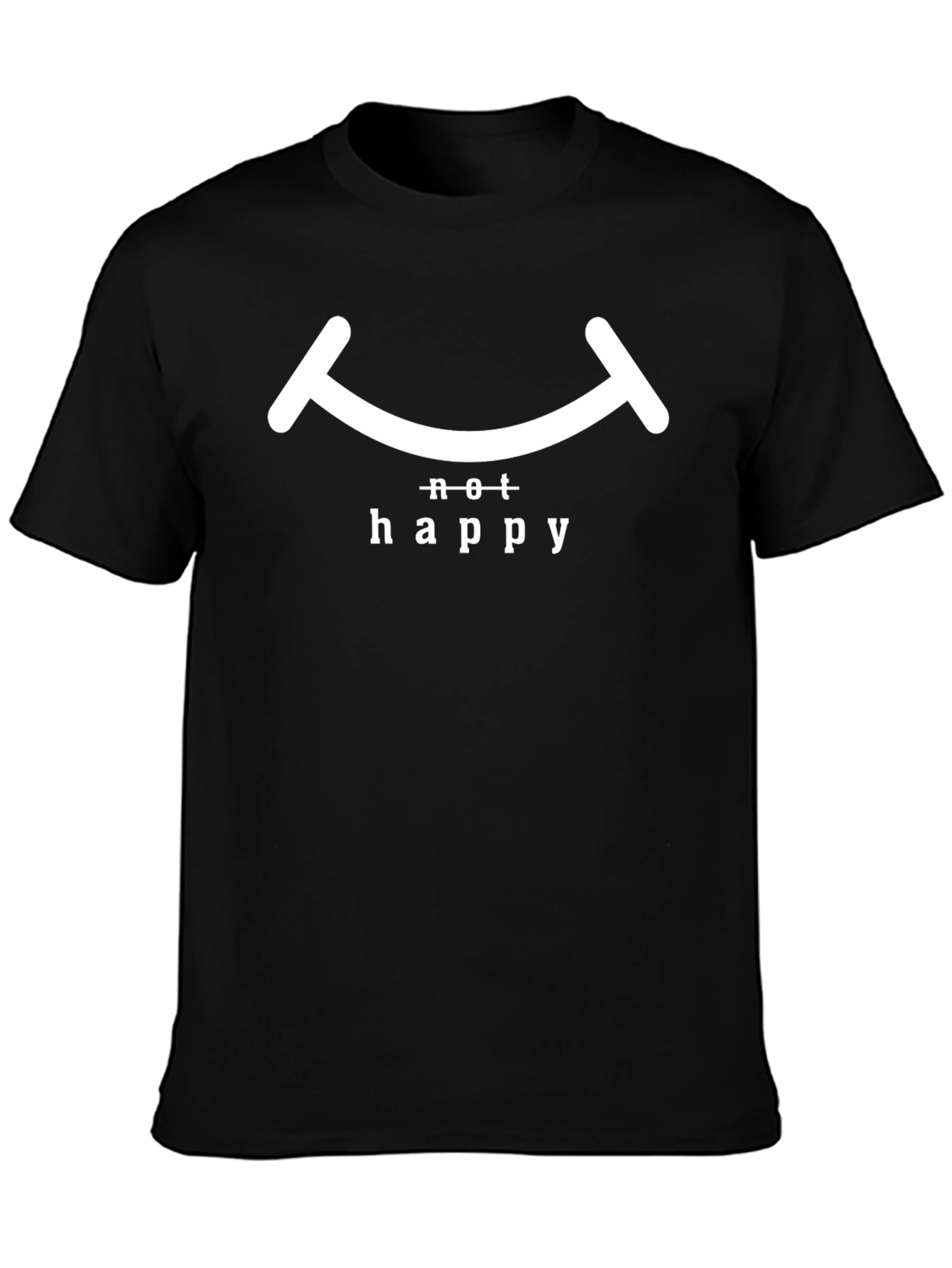 Not Happy Graphic Tee - Black Cotton T-Shirt