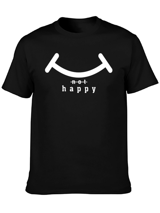 Not Happy Graphic Tee - Black Cotton T-Shirt