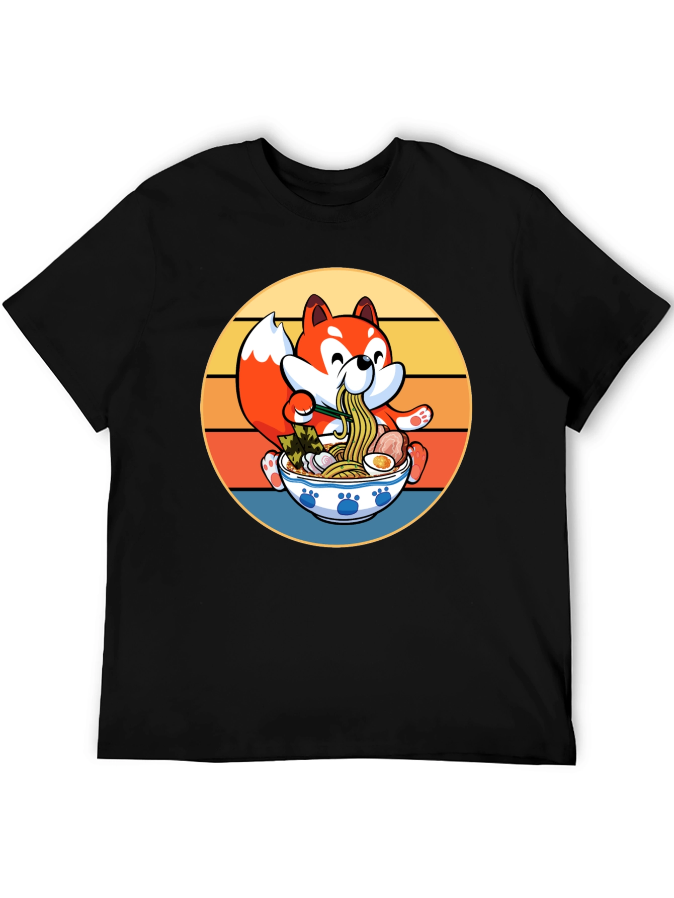 Retro Anime Fox Ramen Bowl T-Shirt