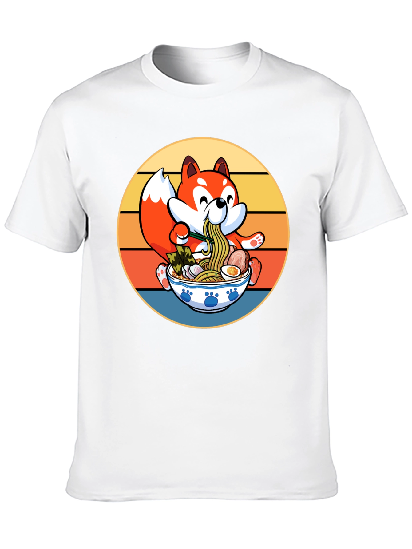 Retro Anime Fox Ramen Bowl T-Shirt