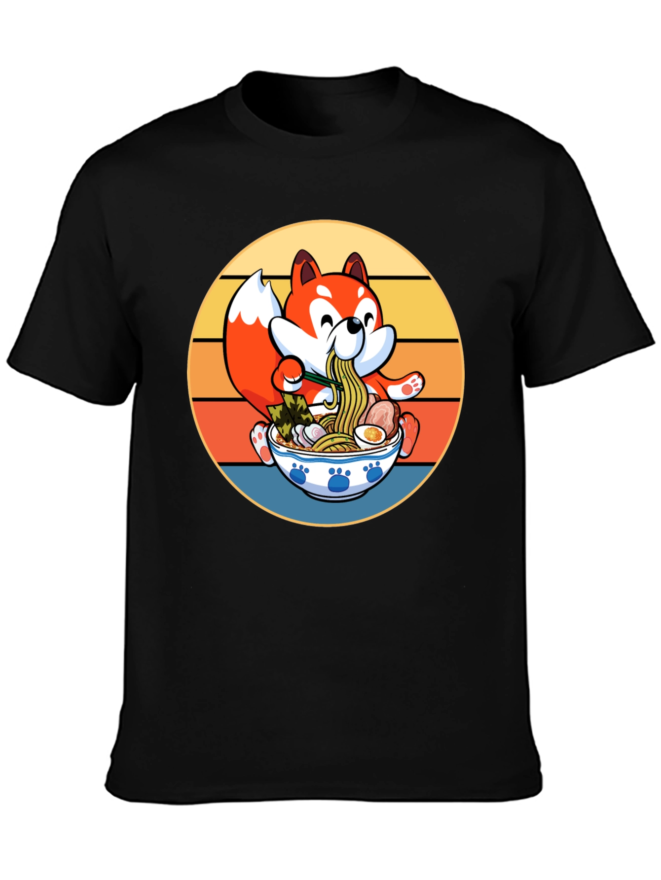 Retro Anime Fox Ramen Bowl T-Shirt