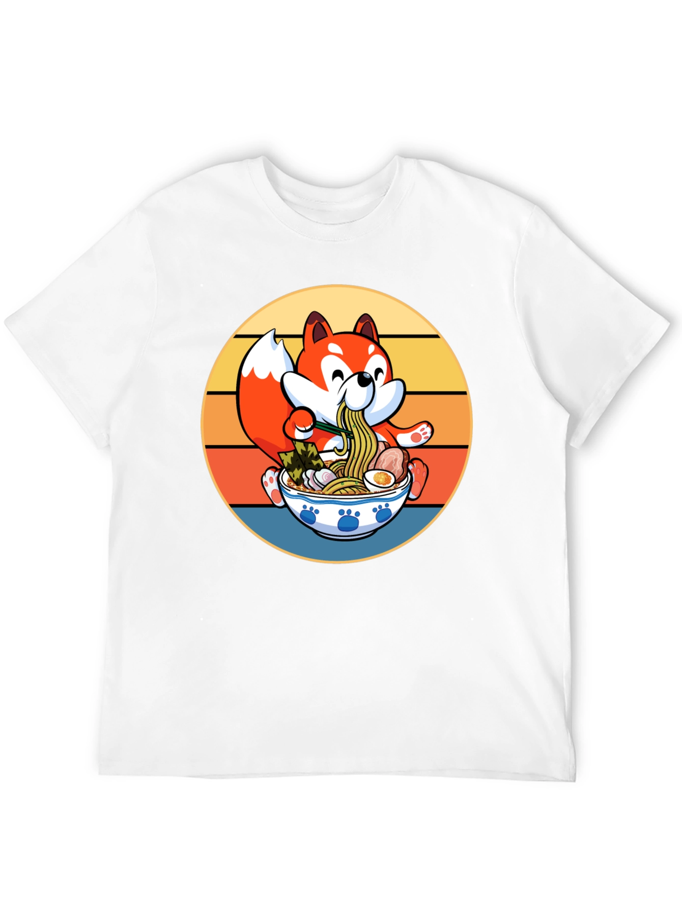 Retro Anime Fox Ramen Bowl T-Shirt