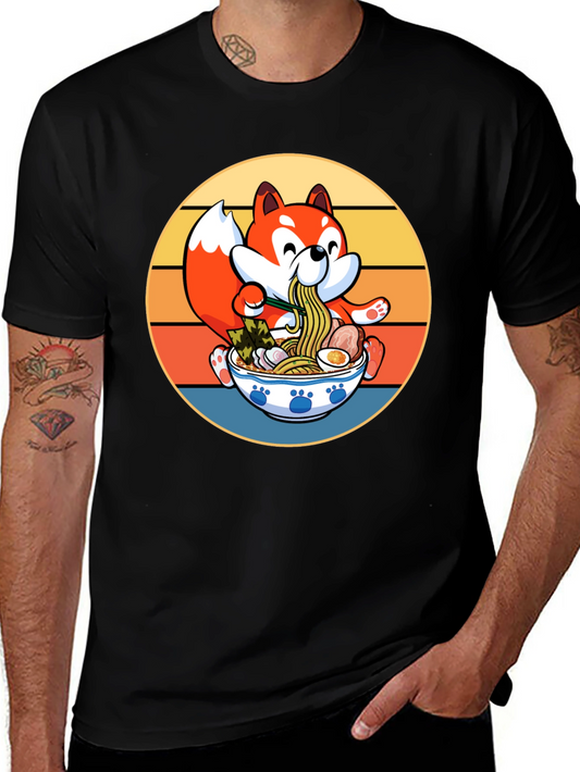 Retro Anime Fox Ramen Bowl T-Shirt