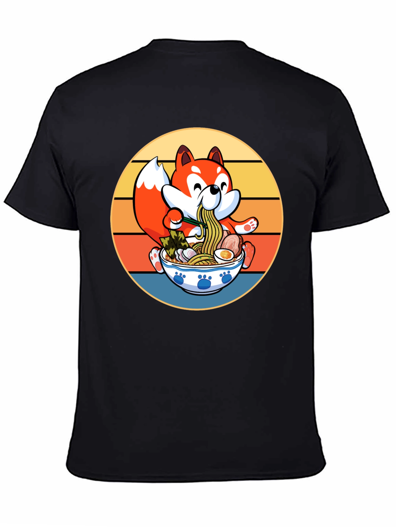 Retro Anime Fox Ramen Bowl T-Shirt