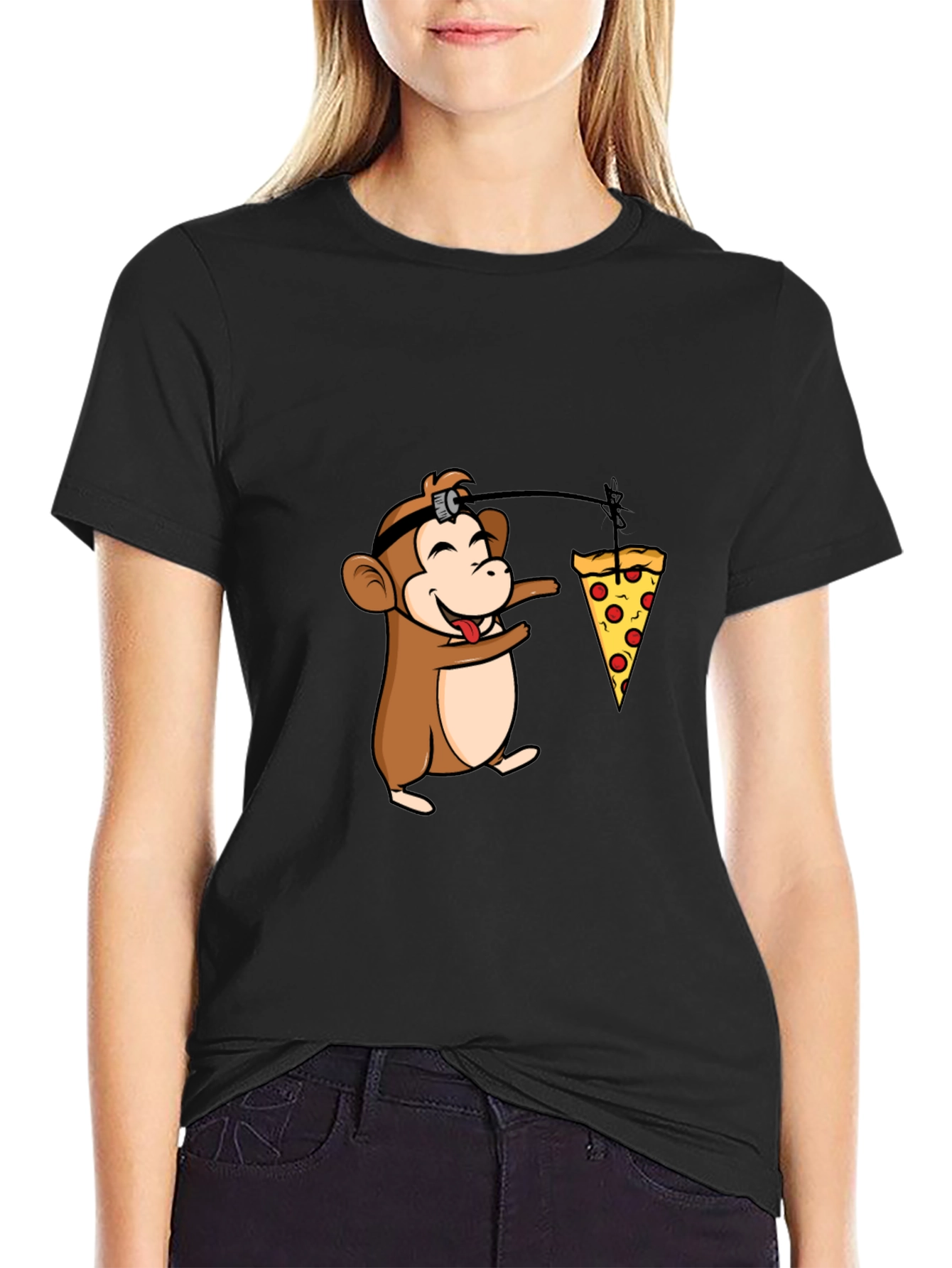 Funny Monkey Pizza T-Shirt - Novelty Cartoon Tee
