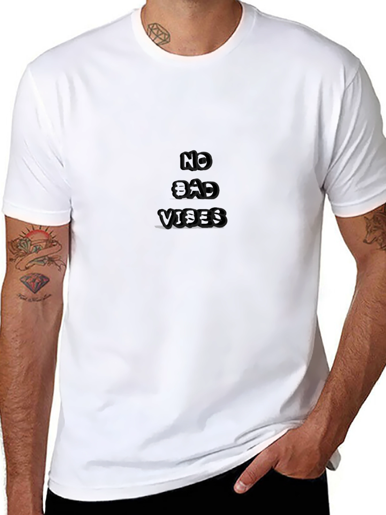 No Bad Vibes Black Graphic T-Shirt