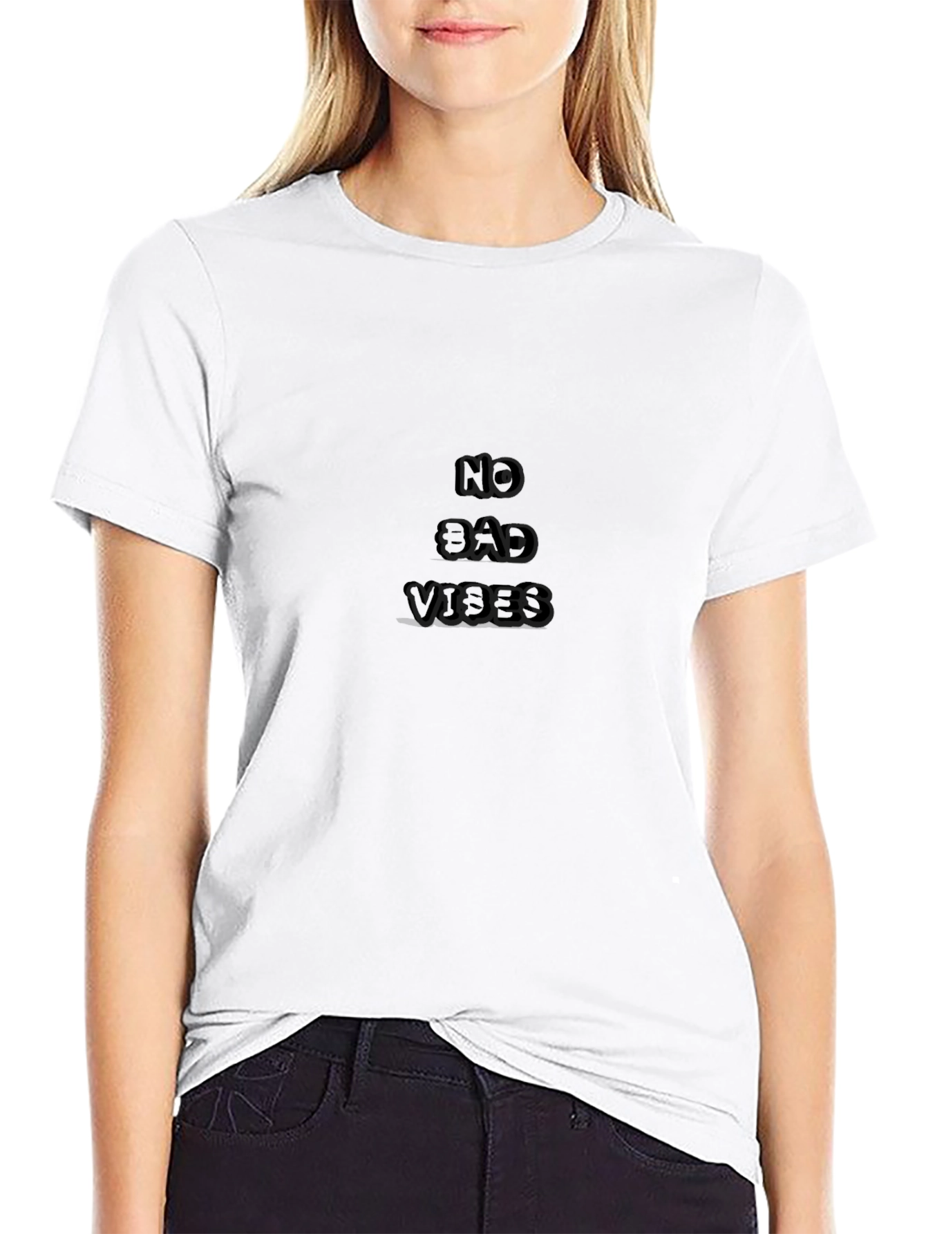 No Bad Vibes Black Graphic T-Shirt