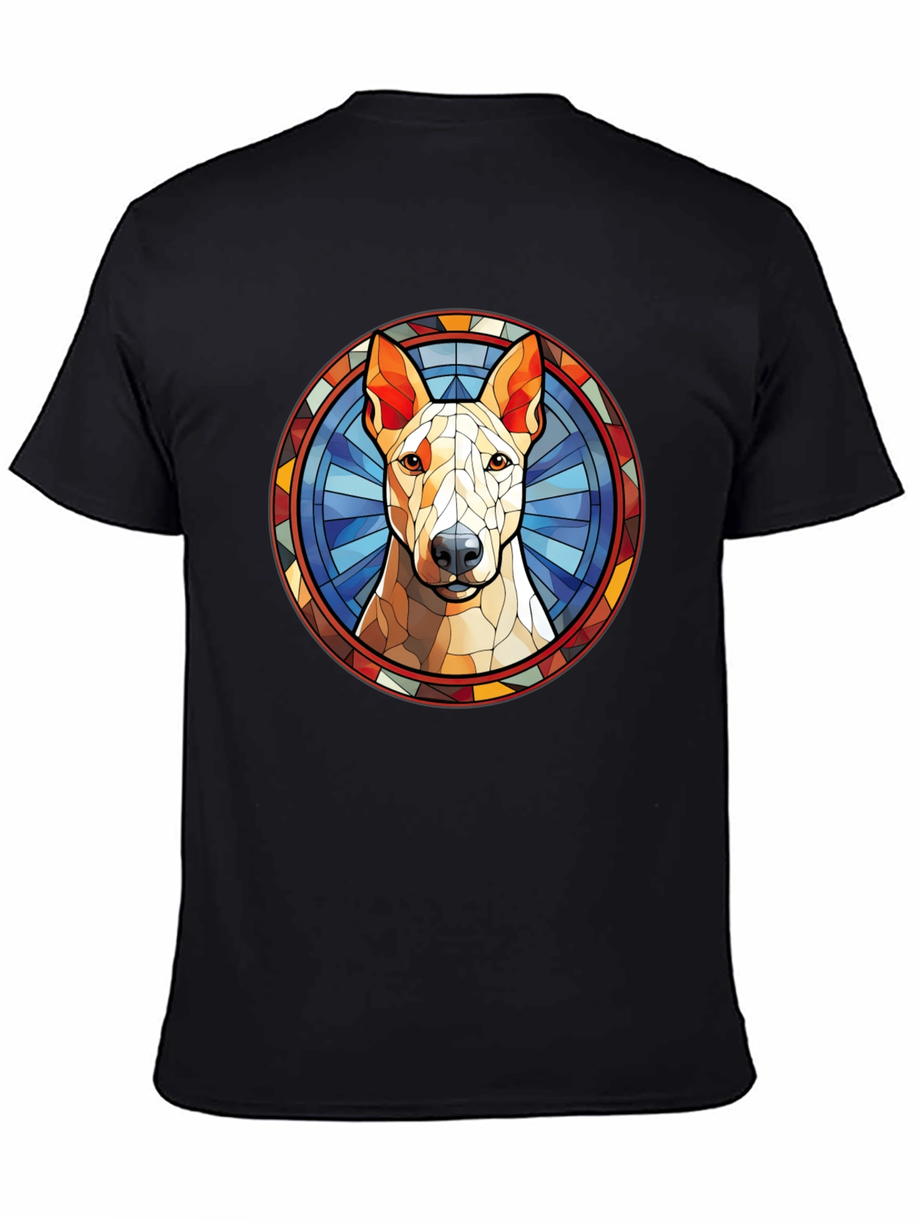 Dog Stained Glass Style Black T-Shirt