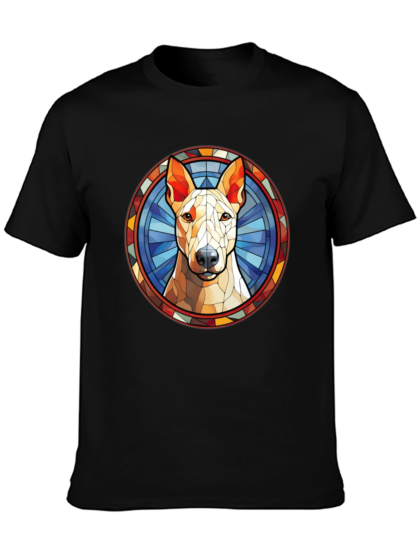 Dog Stained Glass Style Black T-Shirt
