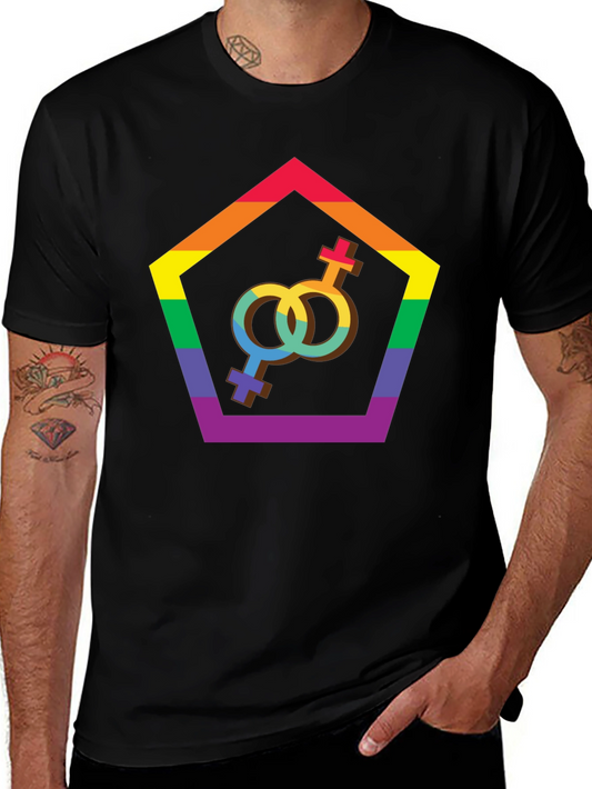 LGBT Pride T-Shirt: Lesbian Symbol Rainbow Pentagram
