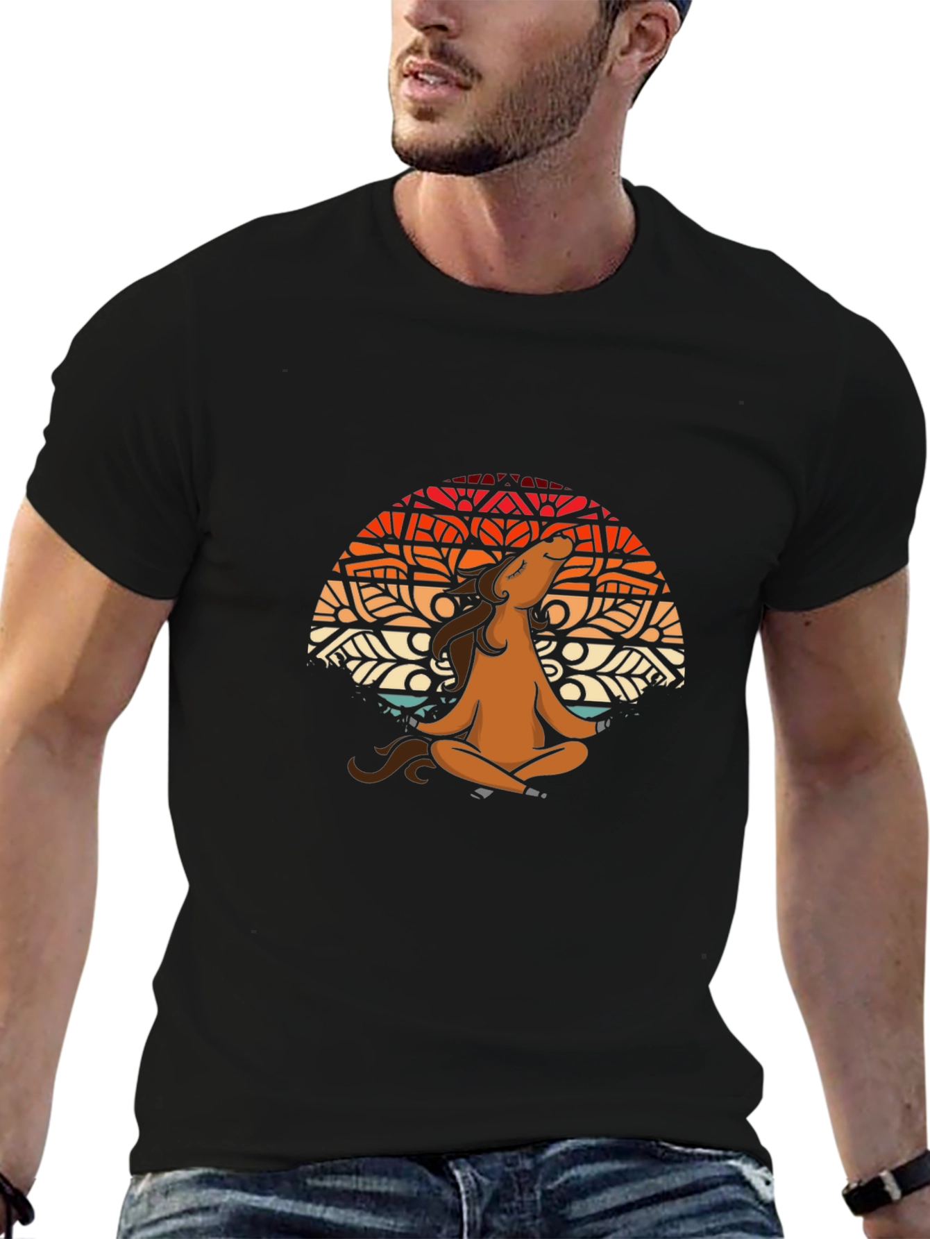 Meditating Horse Graphic T-Shirt