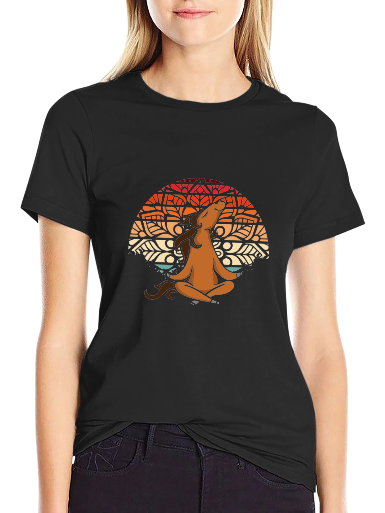 Meditating Horse Graphic T-Shirt