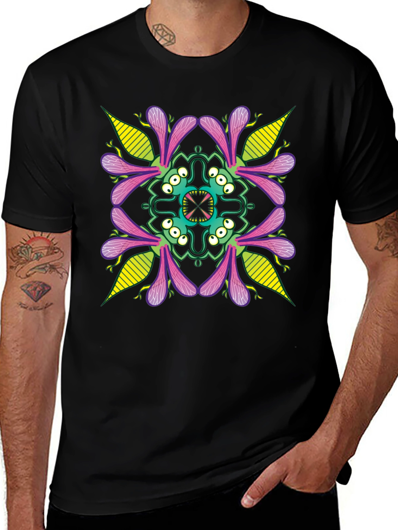 Monster Mandala Graphic Tee - Black