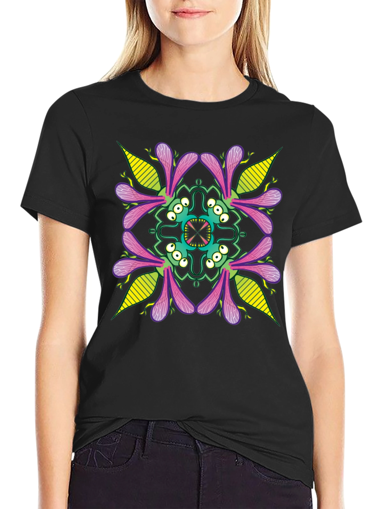 Monster Mandala Graphic Tee - Black