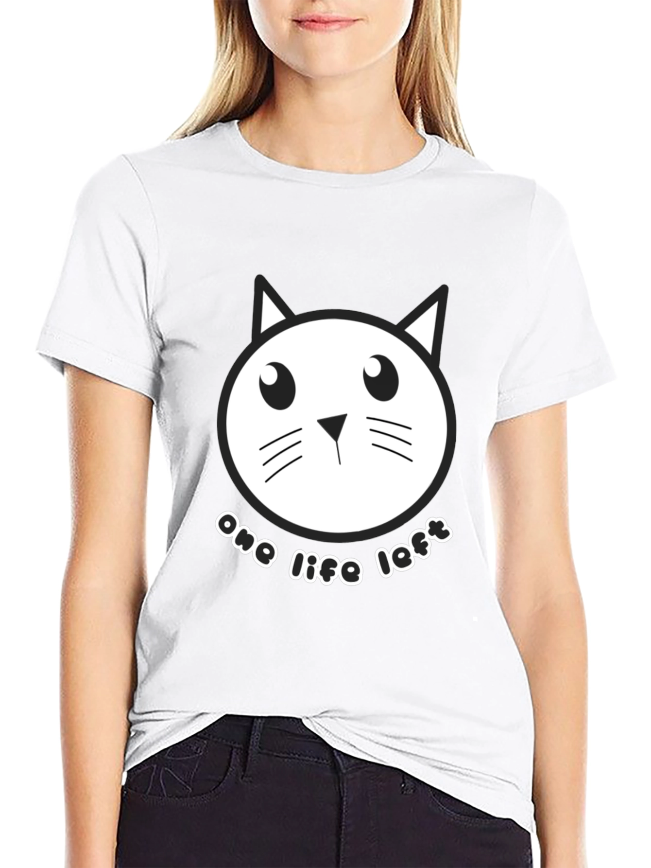 One Life Left Cat Graphic Tee - Black