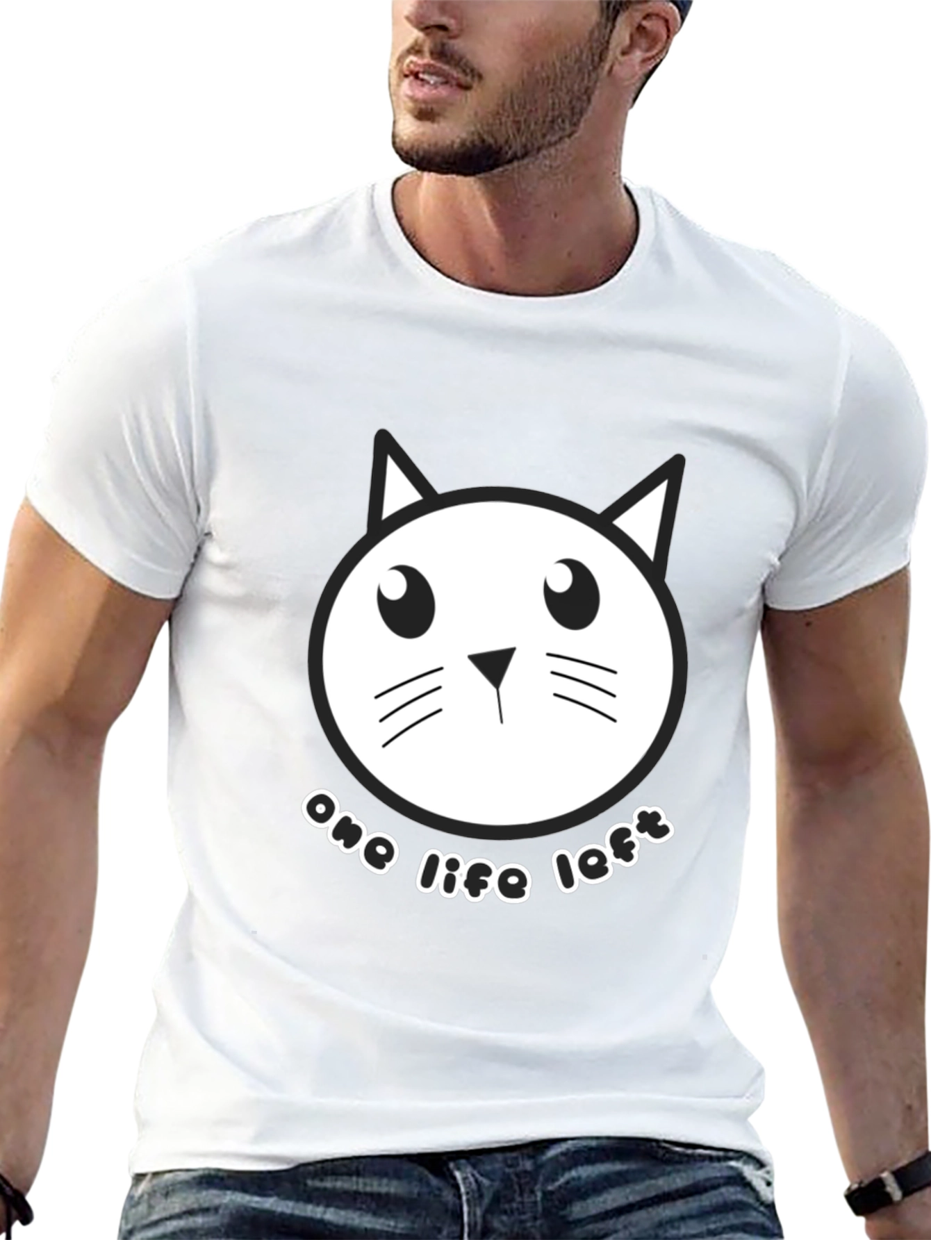 One Life Left Cat Graphic Tee - Black