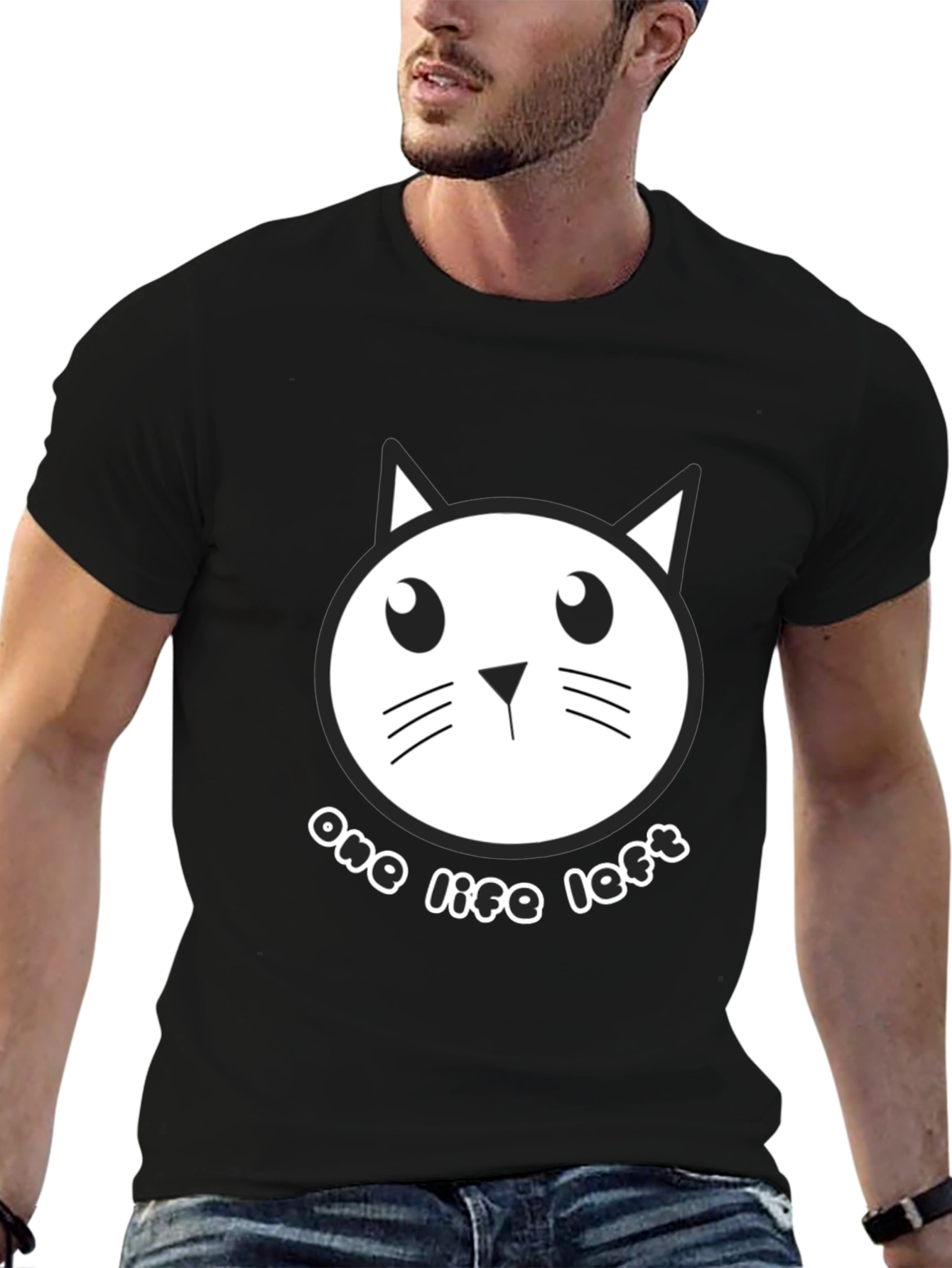 One Life Left Cat Graphic Tee - Black