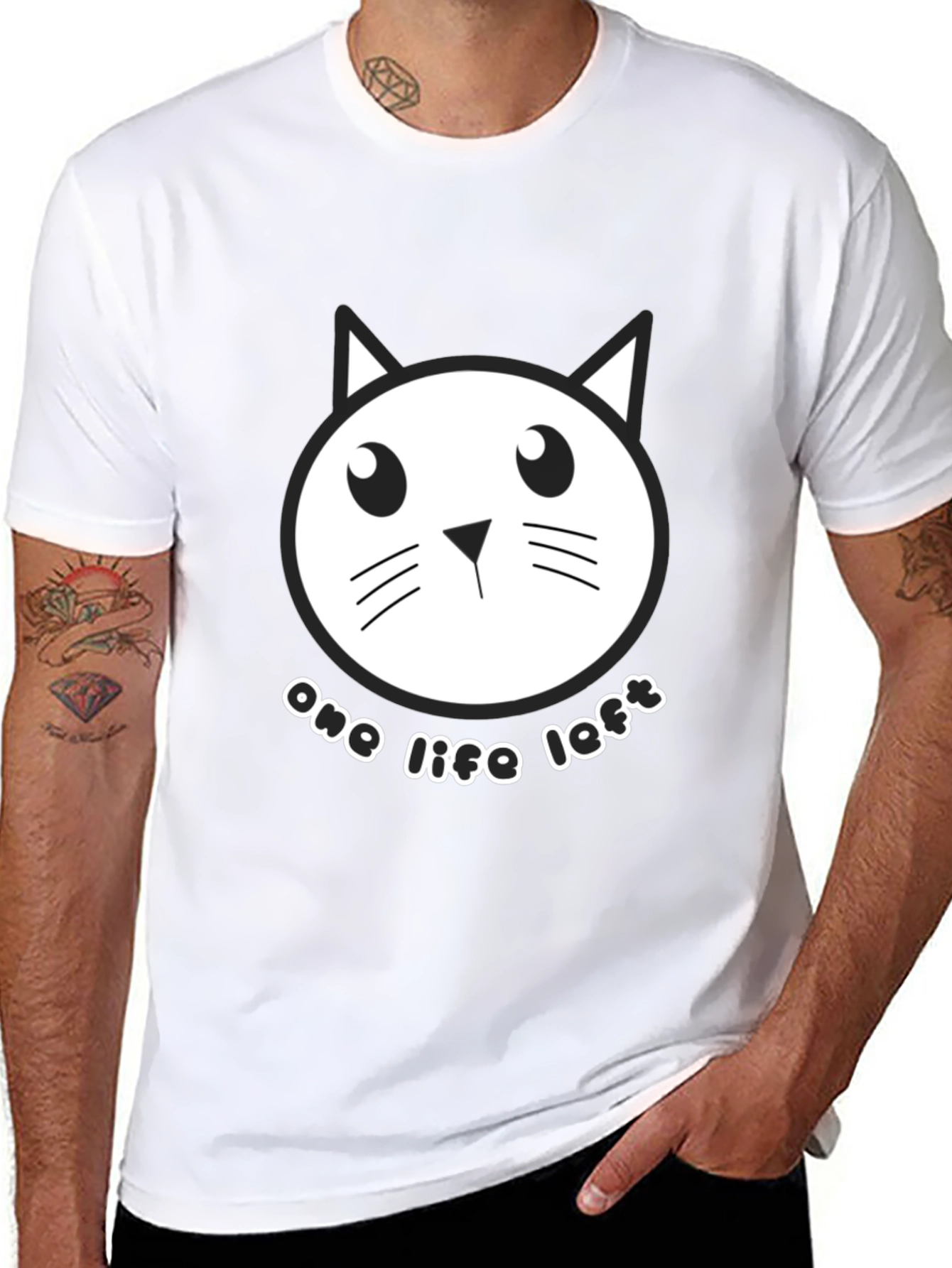 One Life Left Cat Graphic Tee - Black