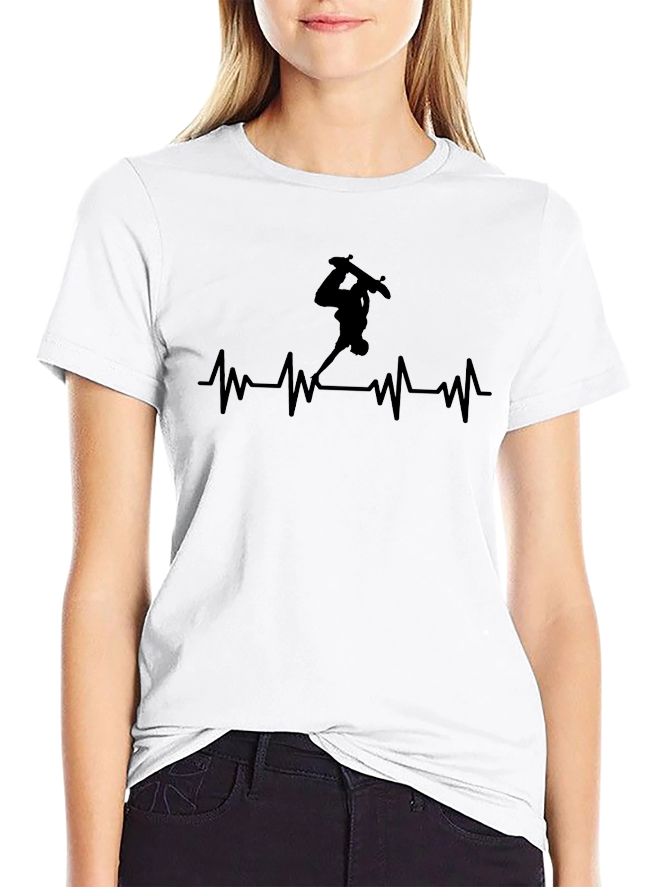 Skateboard Heartbeat T-Shirt - Black Graphic Tee