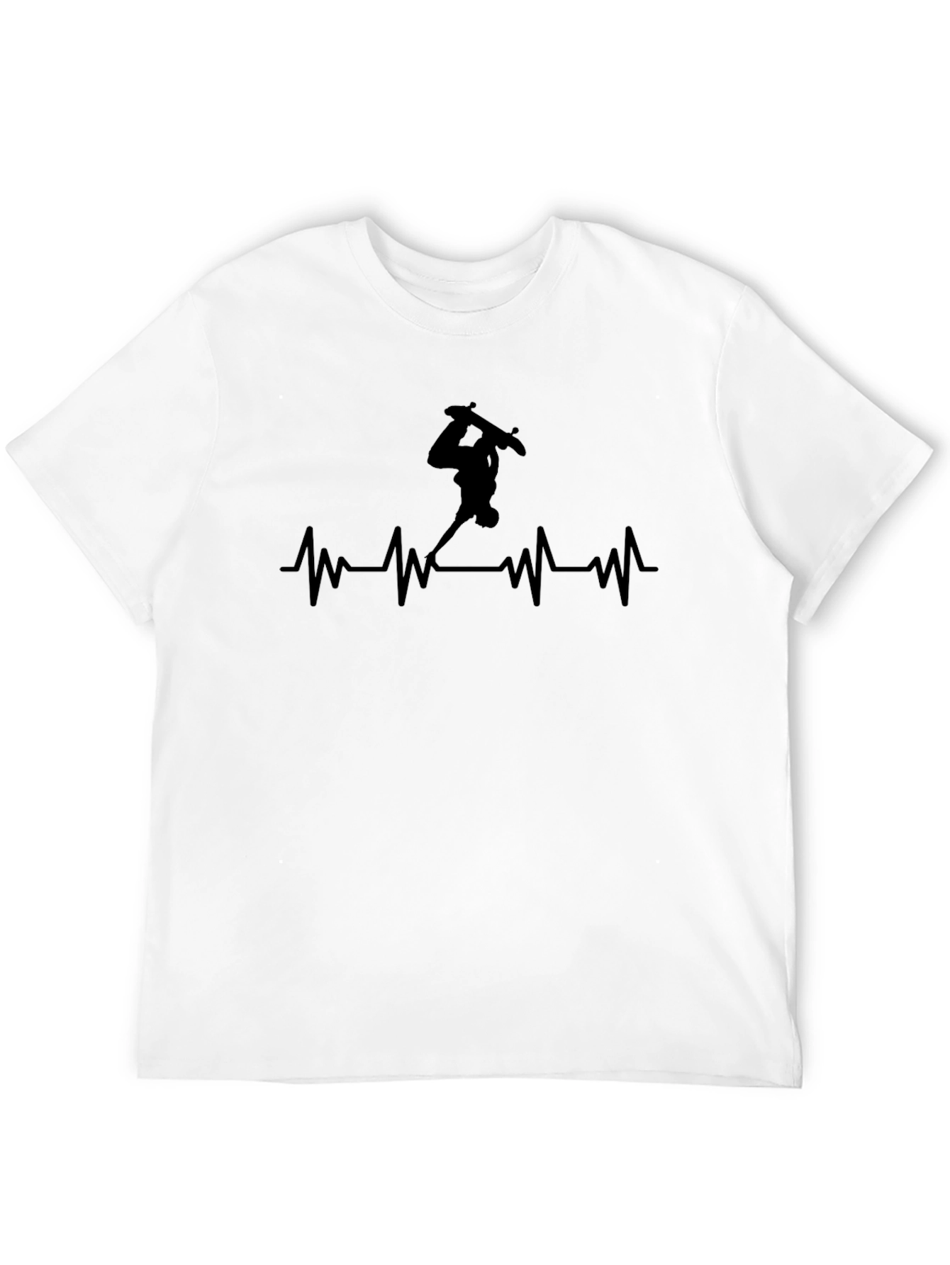 Skateboard Heartbeat T-Shirt - Black Graphic Tee