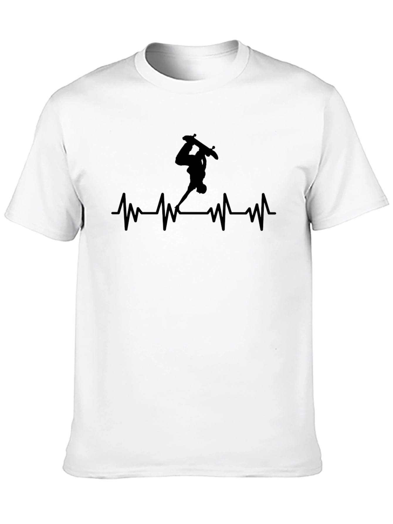 Skateboard Heartbeat T-Shirt - Black Graphic Tee