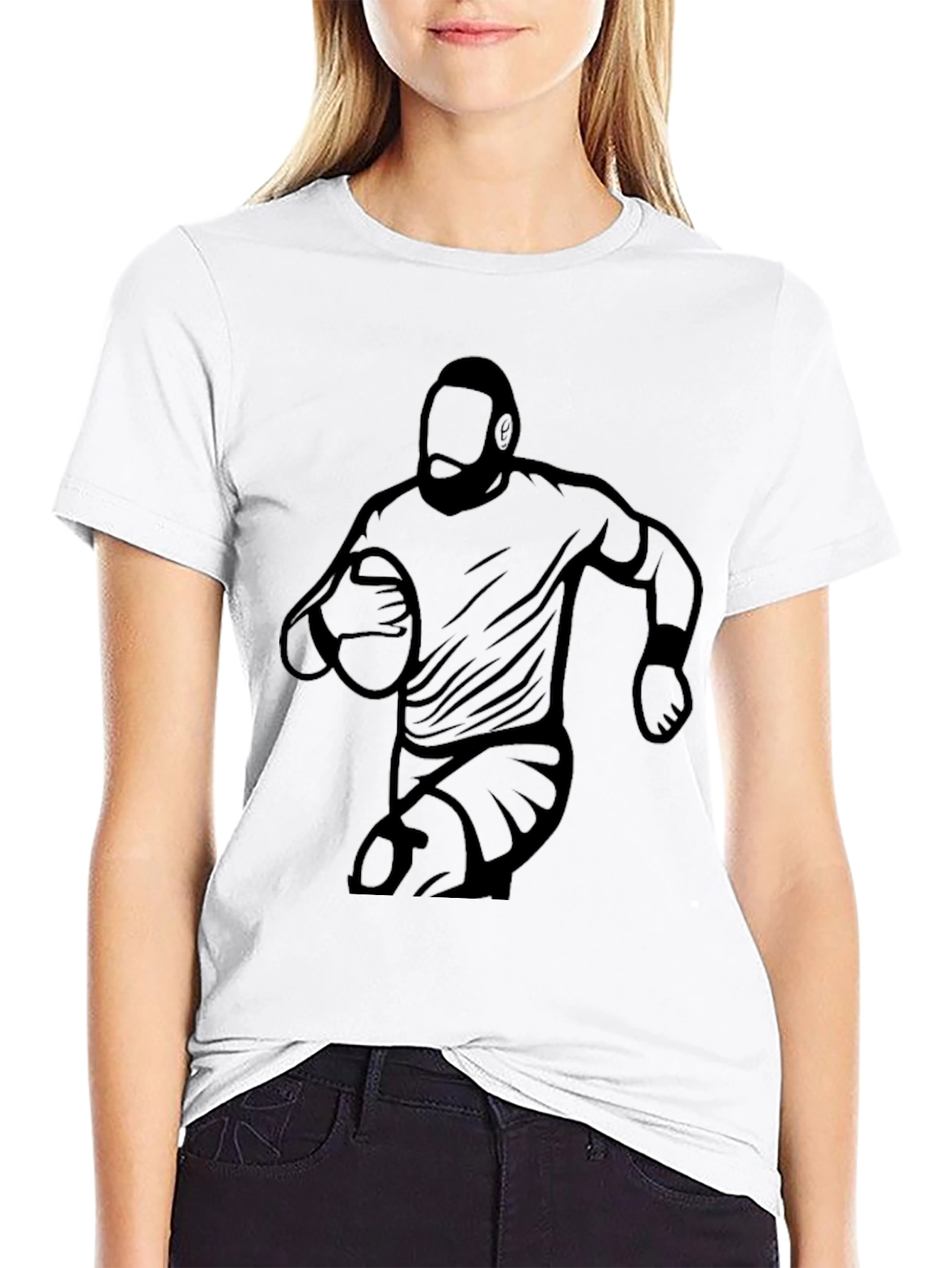 Rugby Player Graphic Black T-Shirt