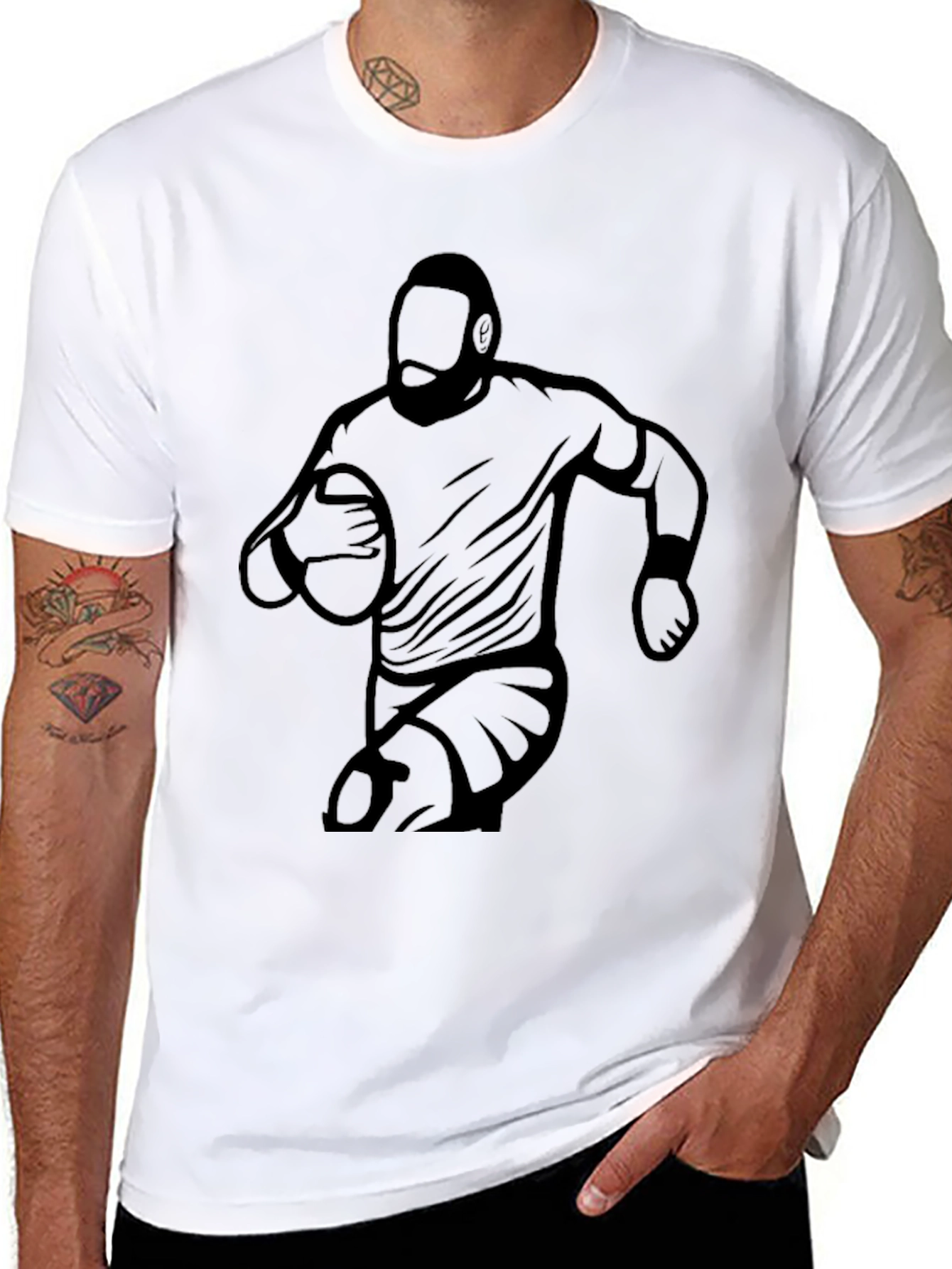 Rugby Player Graphic Black T-Shirt