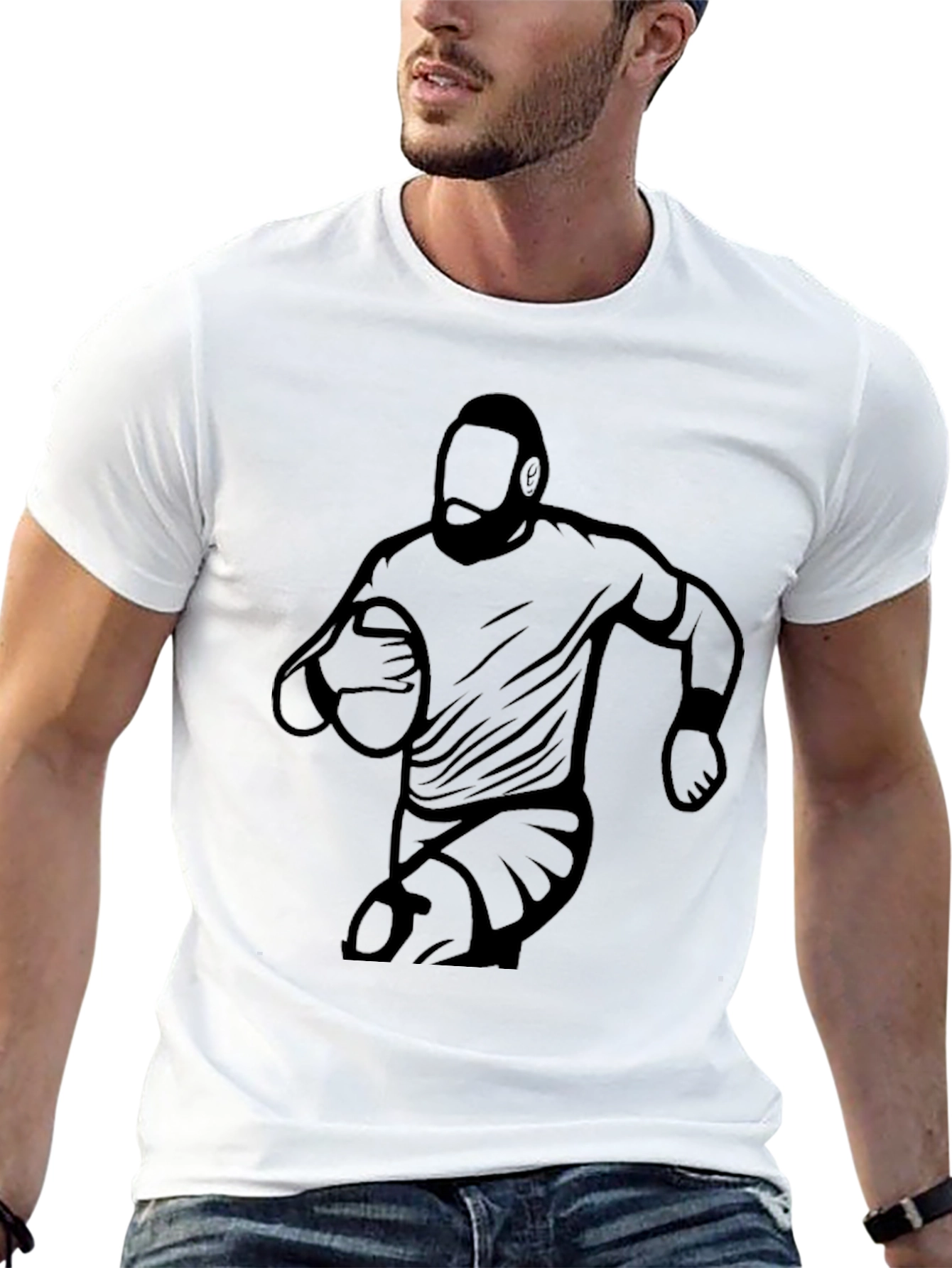 Rugby Player Graphic Black T-Shirt