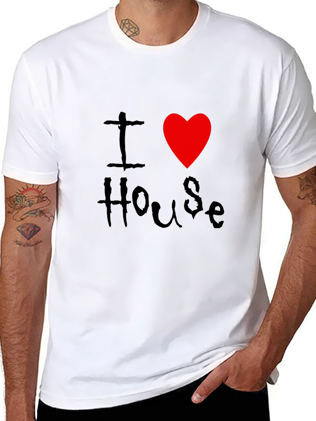 I Love House Music Black T-Shirt