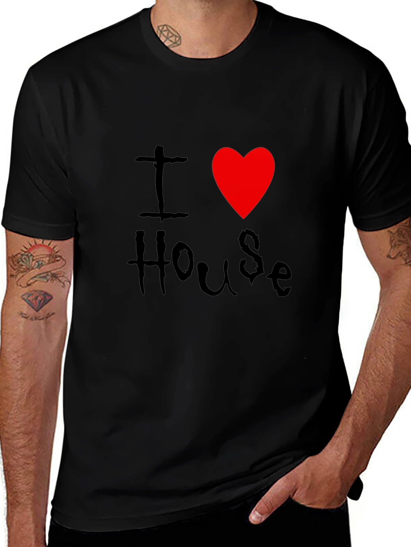 I Love House Music Black T-Shirt