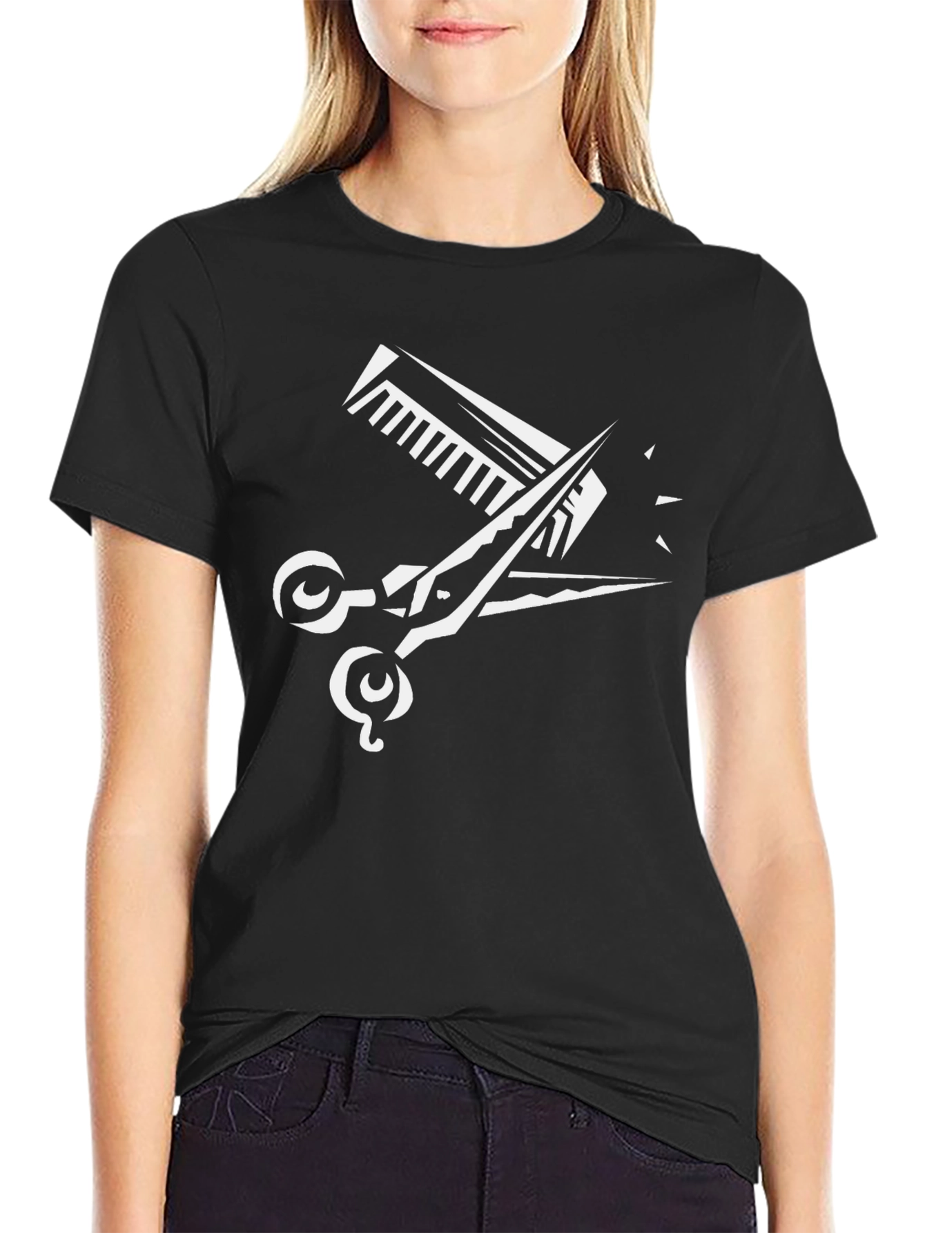 Barber Scissors & Comb Graphic Tee - Black