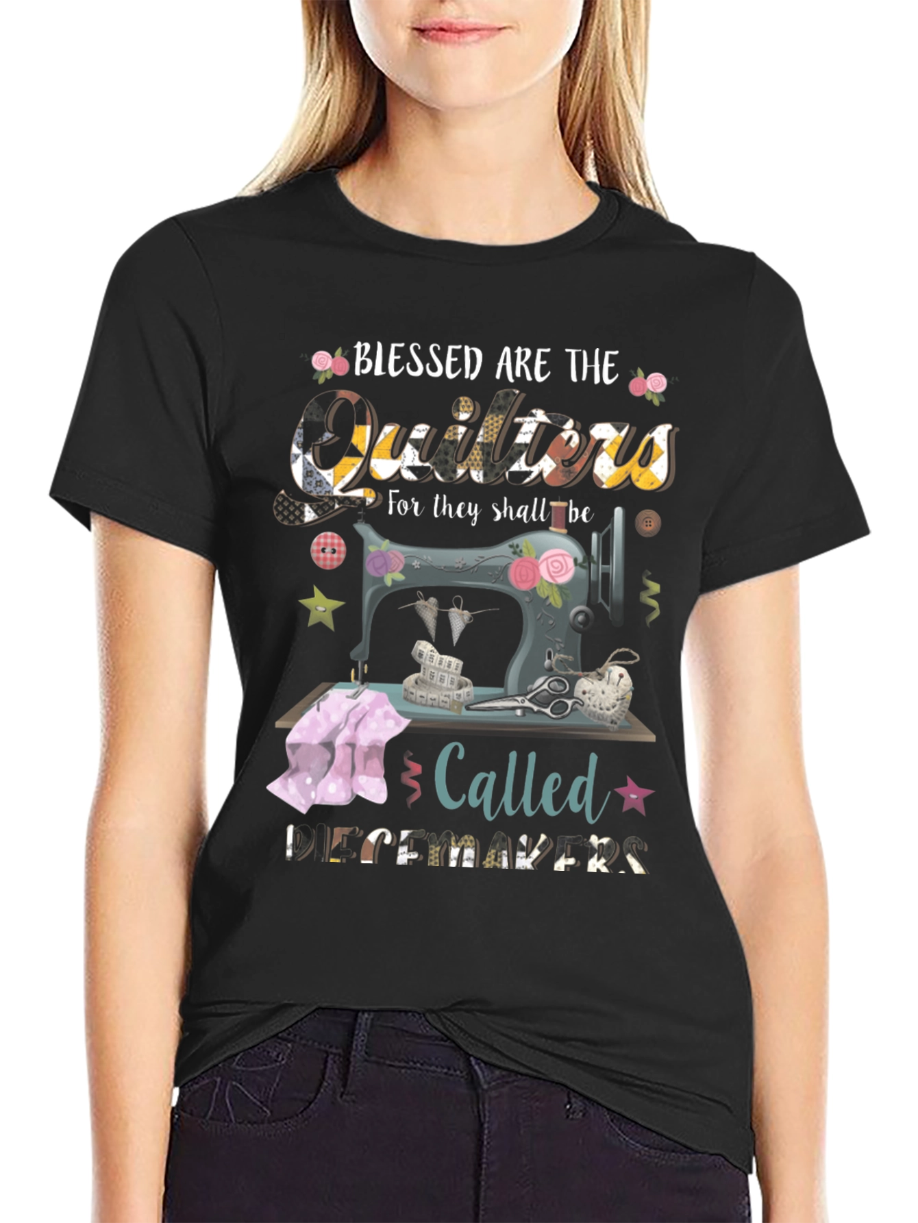 Blessed Quilters T-Shirt - Sewing Machine Design