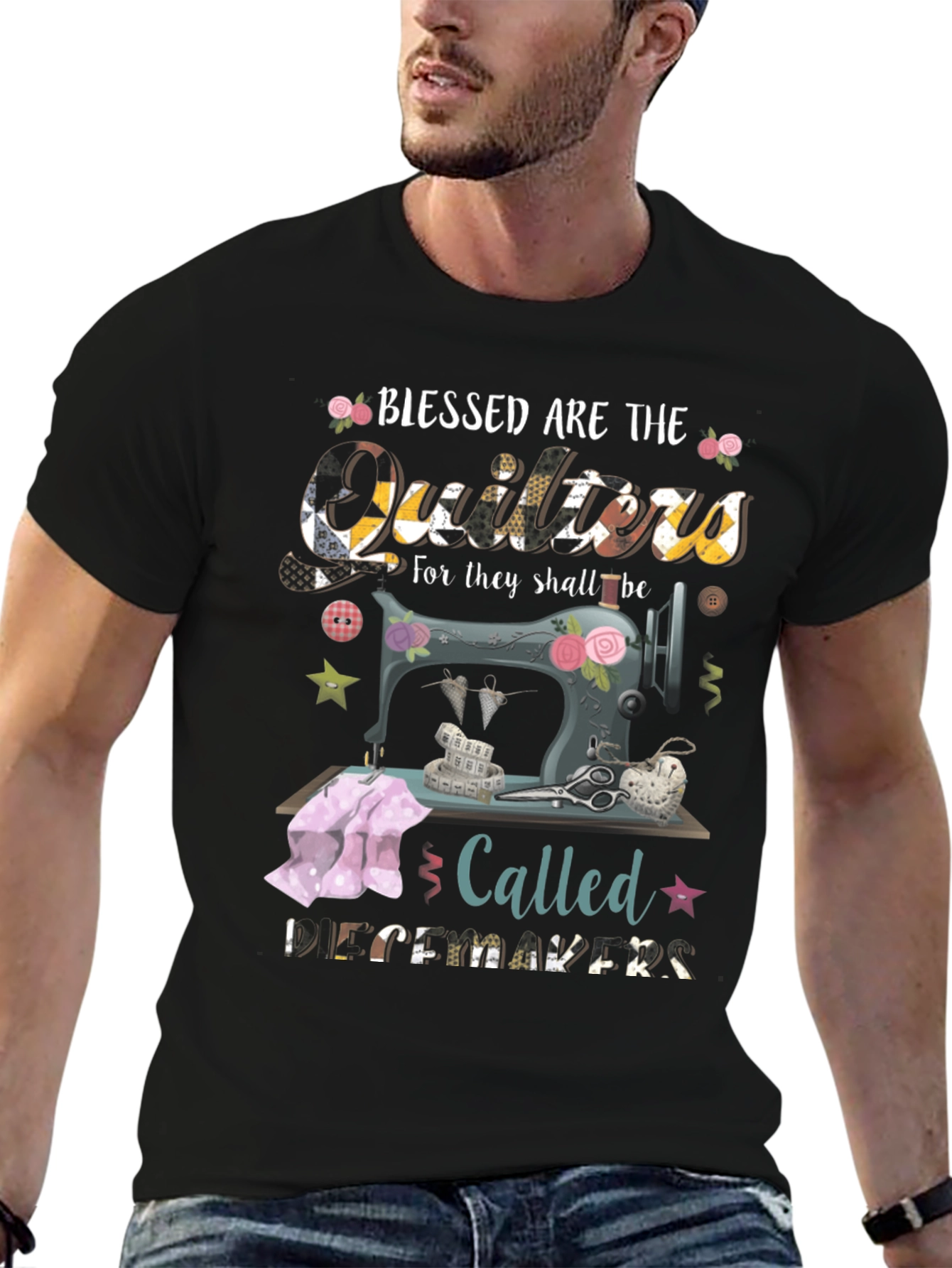 Blessed Quilters T-Shirt - Sewing Machine Design