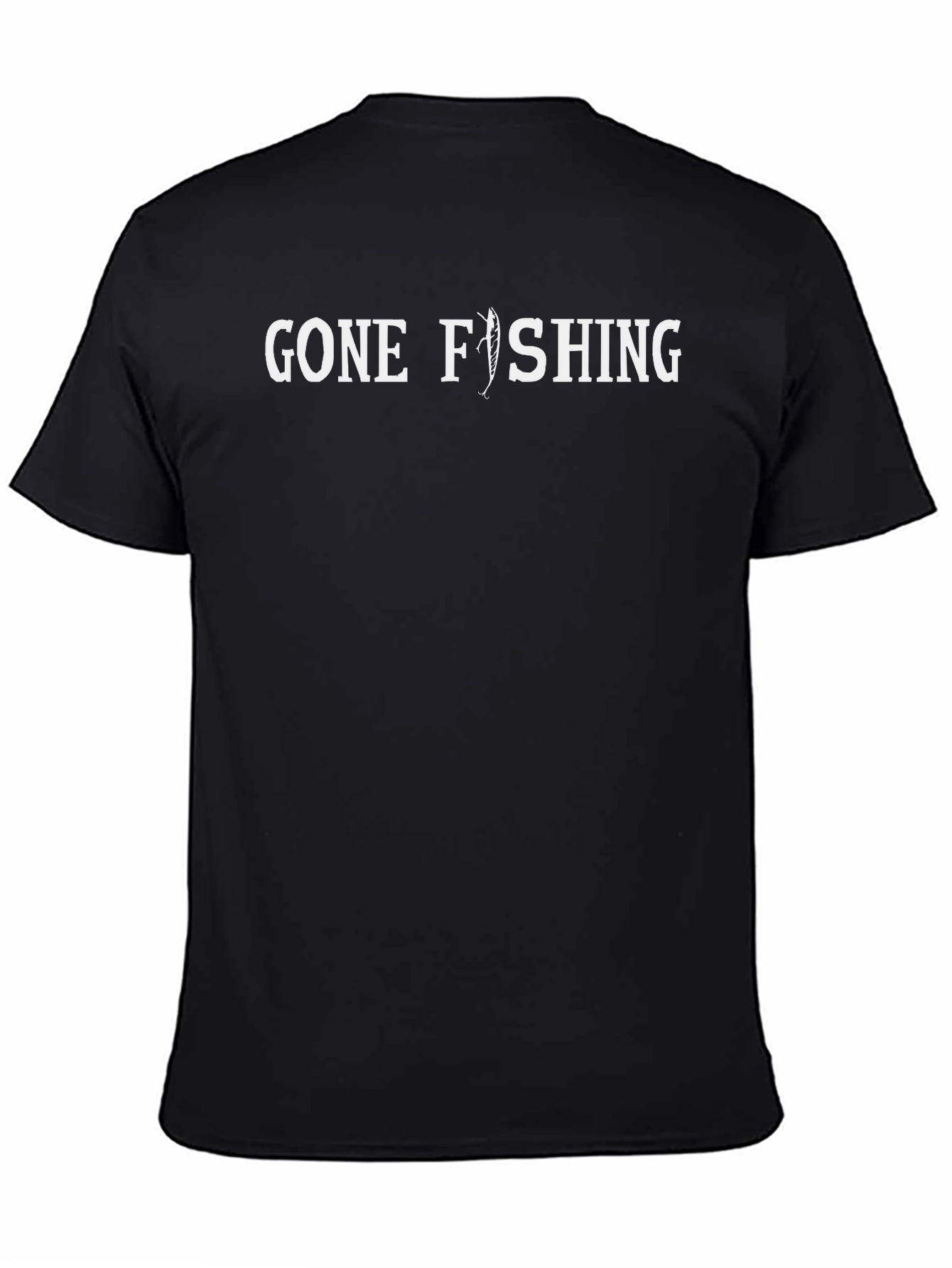 Gone Fishing Graphic T-Shirt - Black Cotton Tee