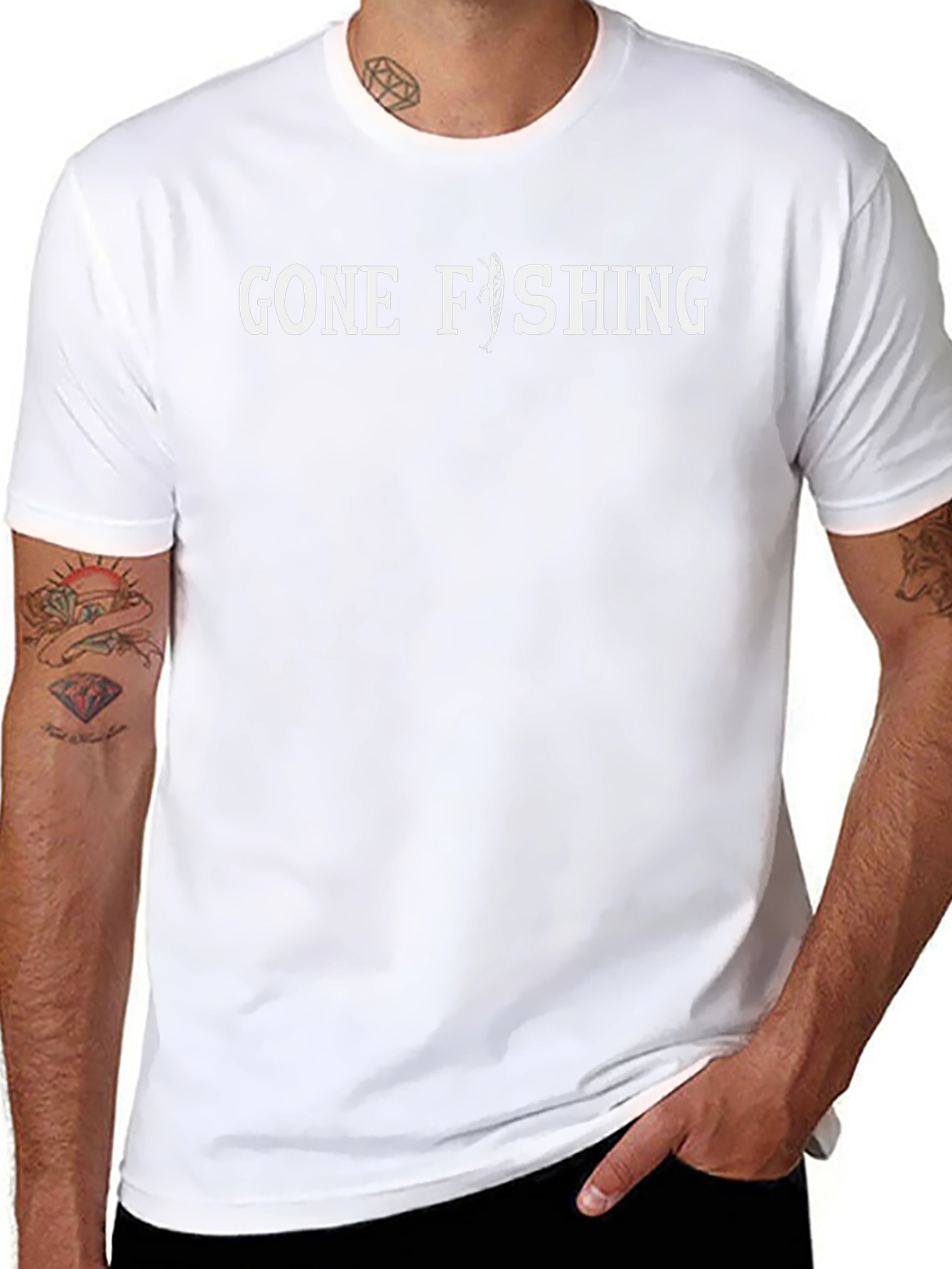 Gone Fishing Graphic T-Shirt - Black Cotton Tee