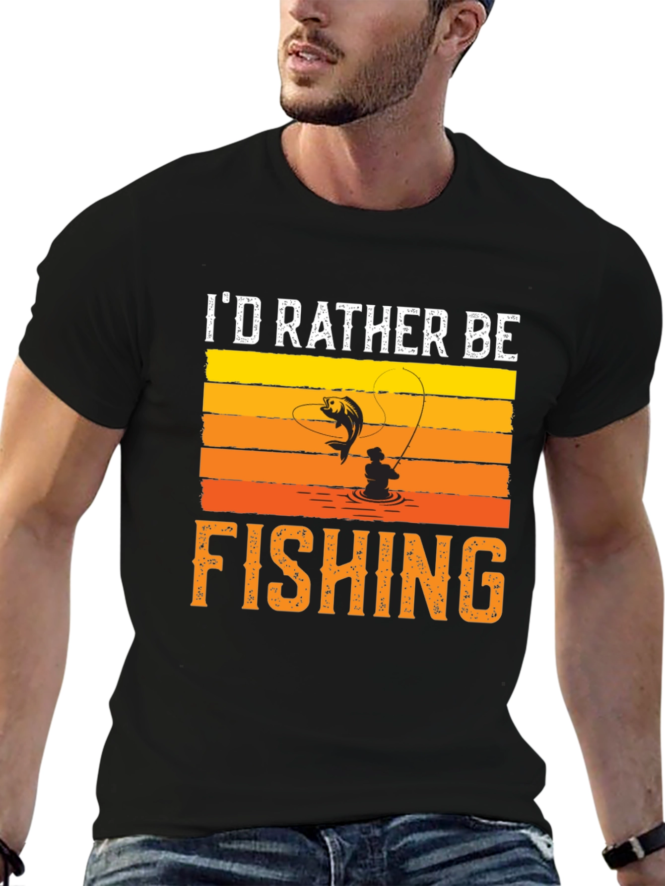 Id Rather Be Fishing Black T-Shirt