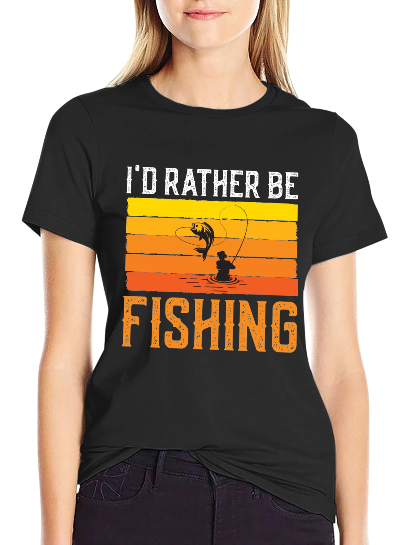 Id Rather Be Fishing Black T-Shirt